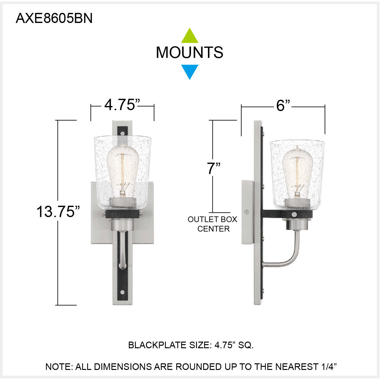 Axel 1 Light 4.75 inch Brushed Nickel Wall Sconce Wall Light, Small