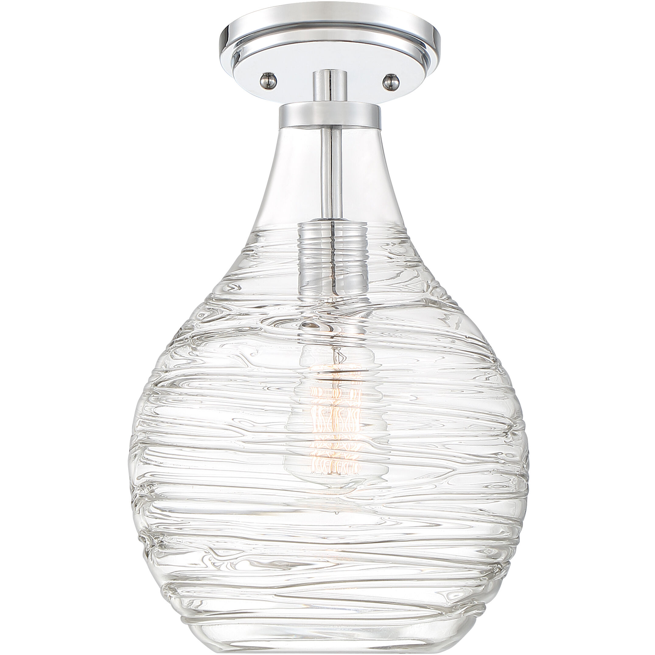 Genie 1 Light 9 inch Polished Chrome Semi-Flush Mount Ceiling Light