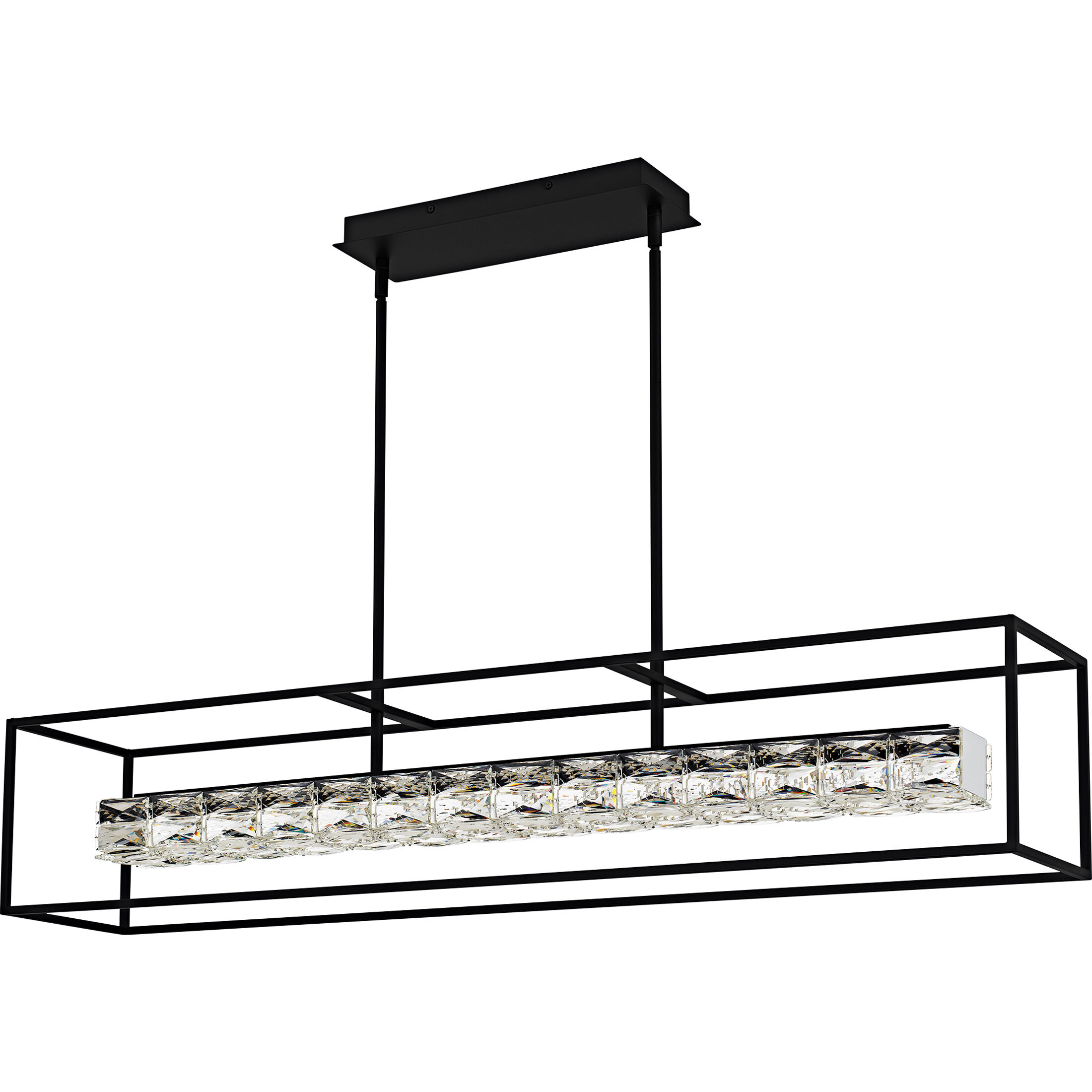 Dazzle LED 48 inch Matte Black Linear Chandelier Ceiling Light, Large