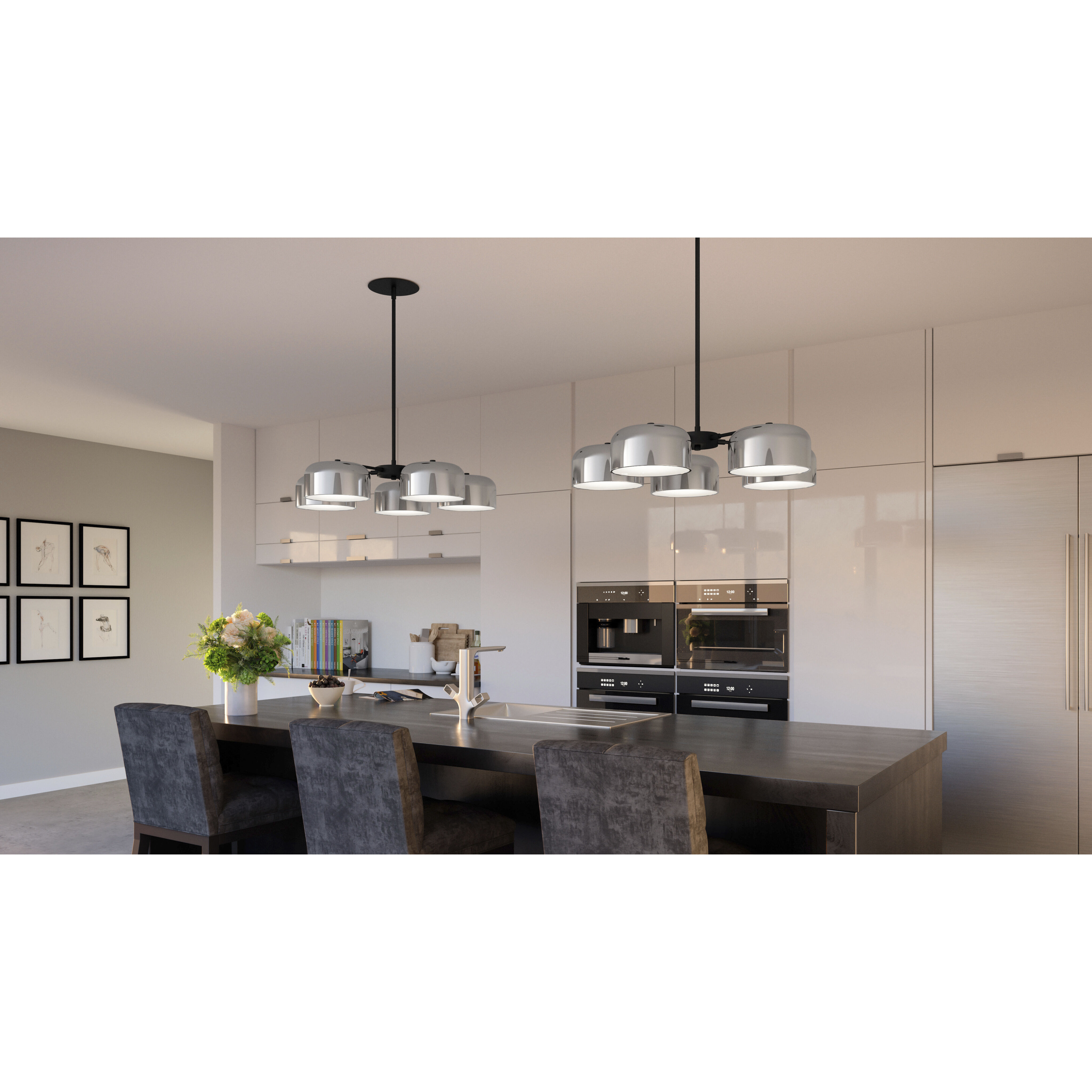 Gabriel 32 inch Matte Black Chandelier Ceiling Light