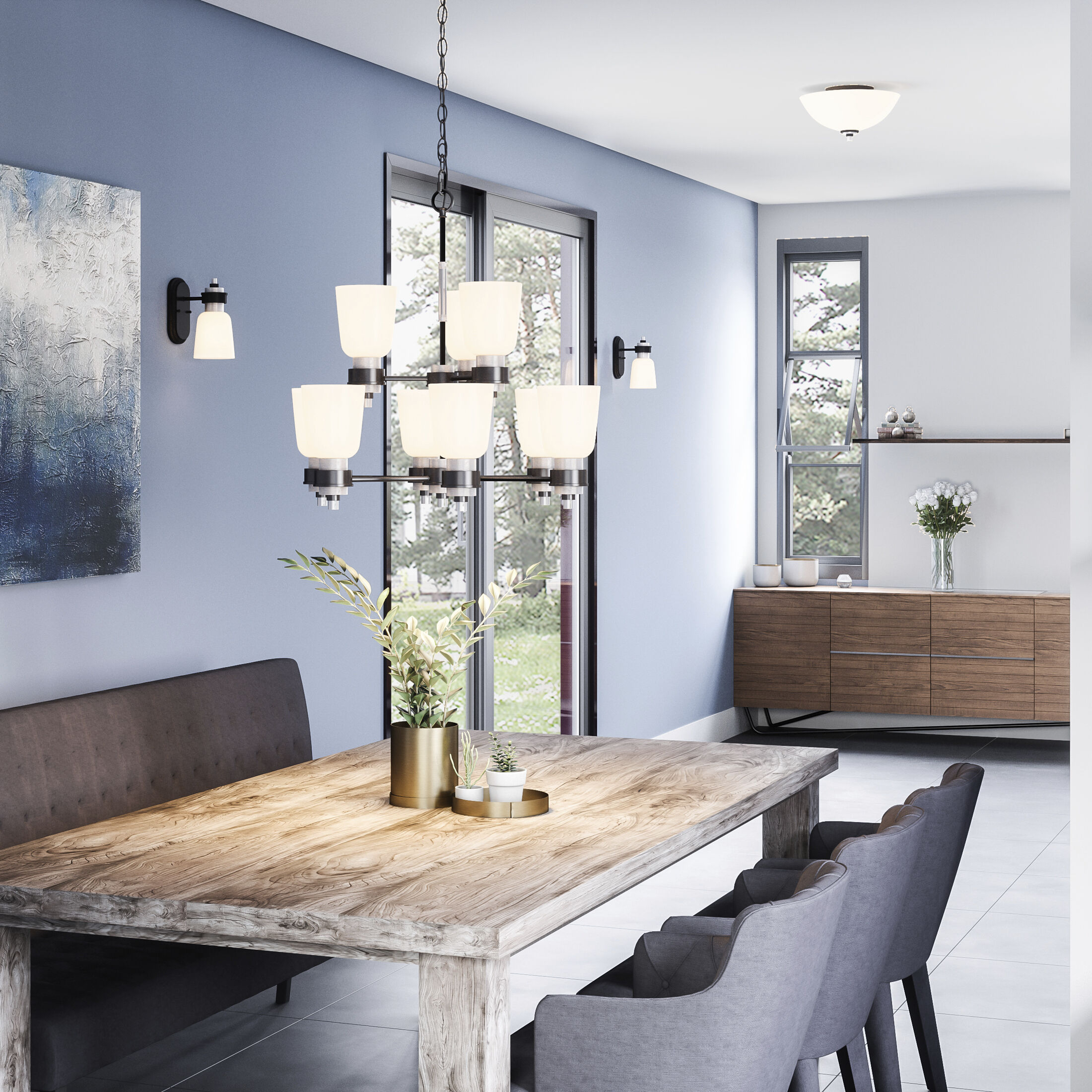 Conrad 9 Light 27 inch Brushed Nickel Chandelier Ceiling Light