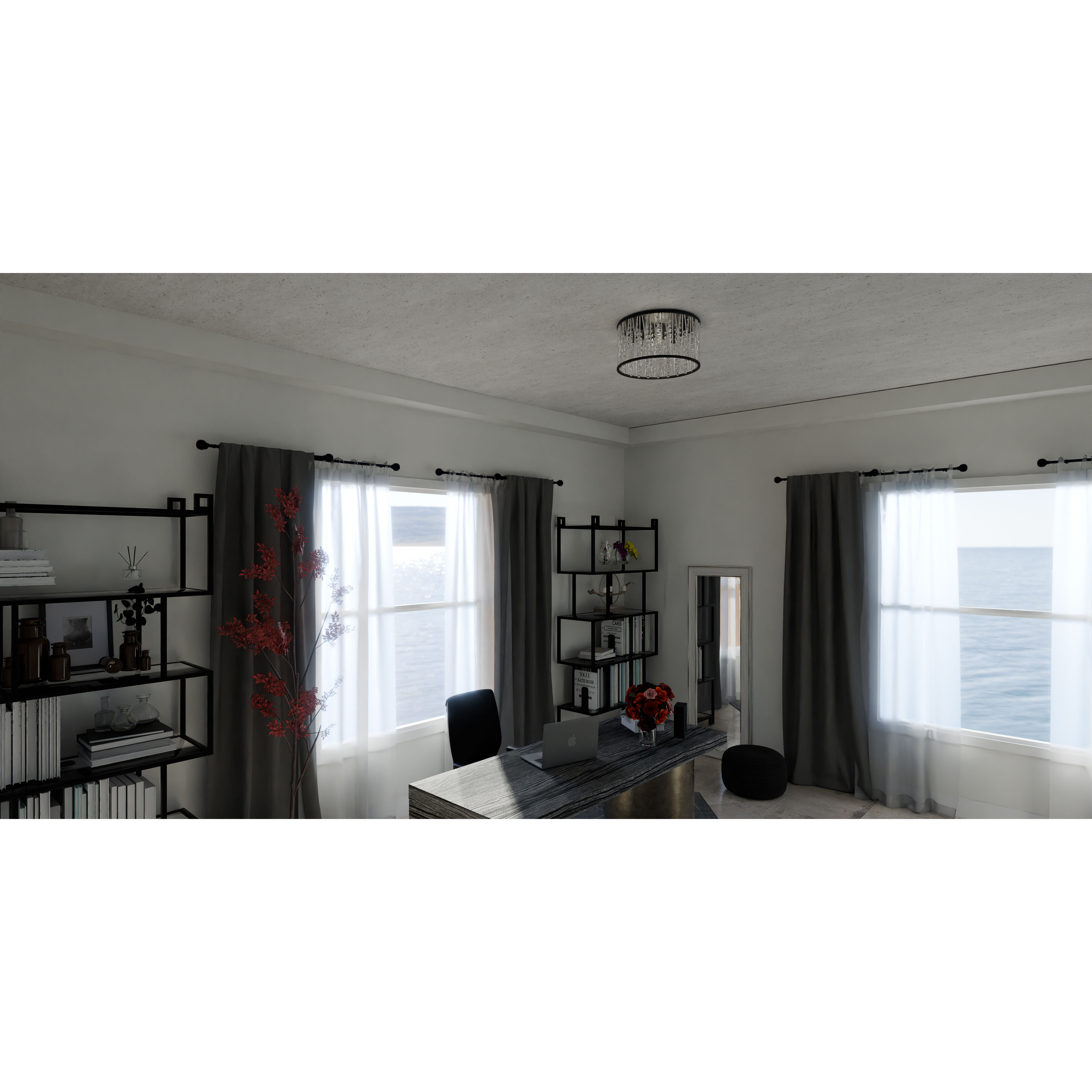 Celeste 5 Light 16.25 inch Matte Black Flush Mount Ceiling Light