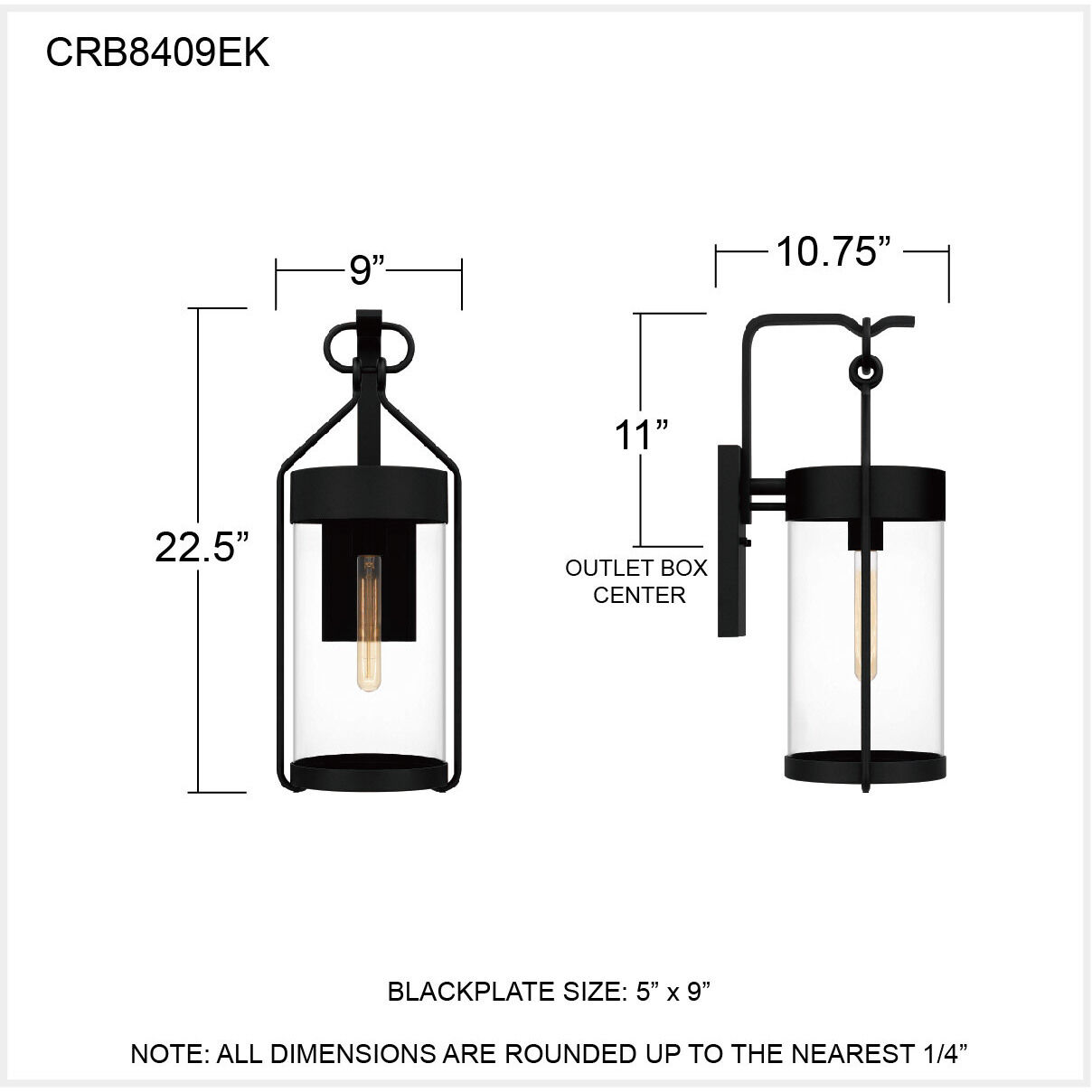 Corbin 1 Light 23 inch Earth Black Outdoor Wall Lantern