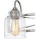 Bartley 3 Light 24 inch Brushed Nickel Bath Light Wall Light