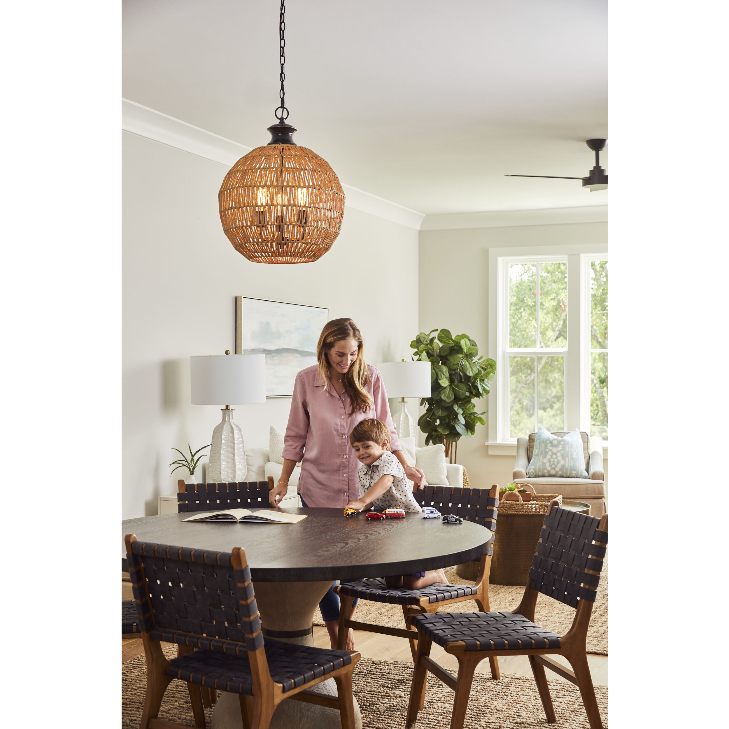 Casablanca 3 Light 18 inch Palladian Bronze Pendant Ceiling Light