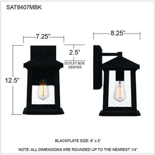 Satterfield 1 Light 13 inch Matte Black Outdoor Wall Lantern