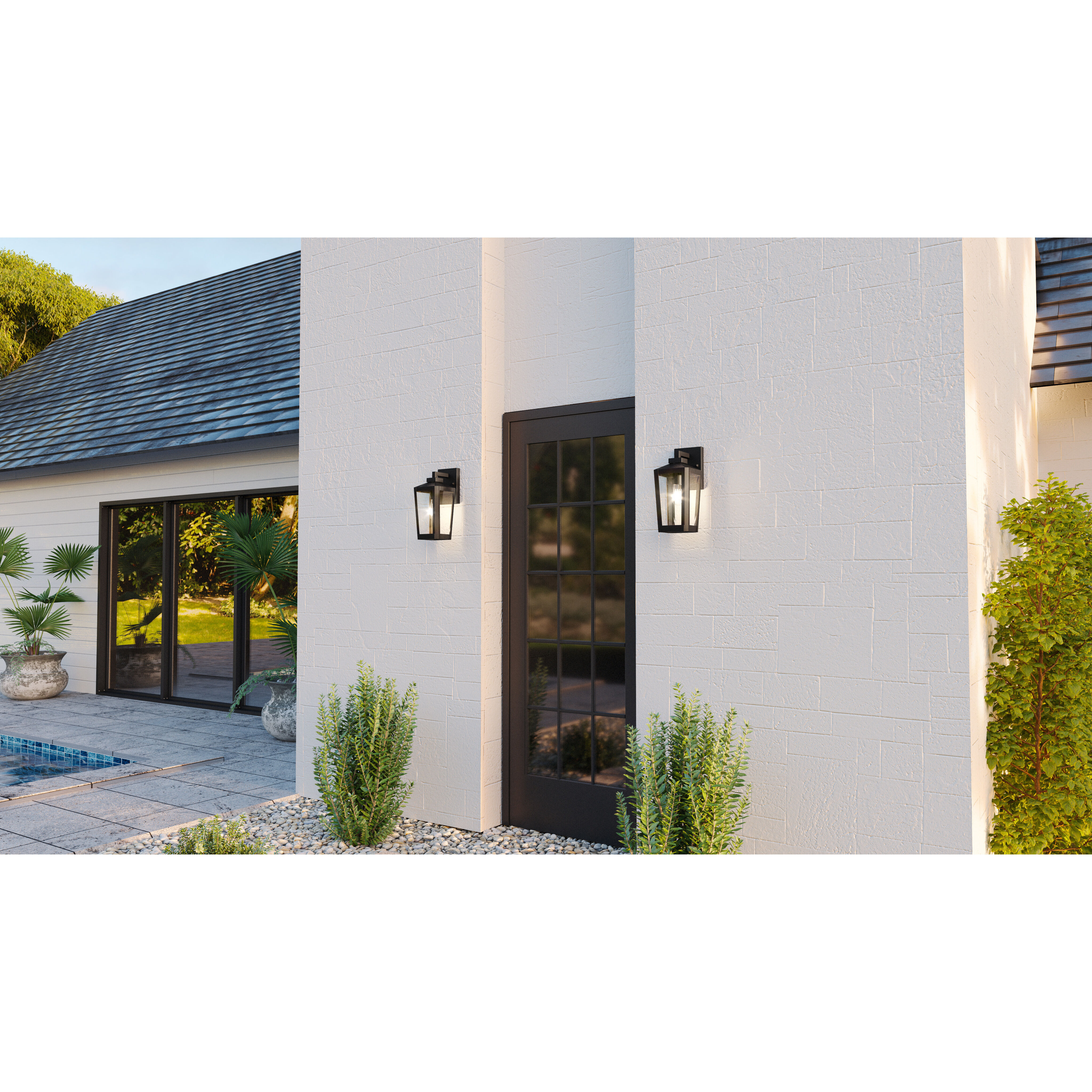 Blomfield 1 Light 16 inch Matte Black Outdoor Wall Lantern