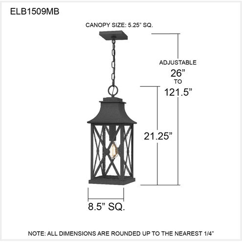Ellerbee 1 Light 8.5 inch Mottled Black Mini Pendant Ceiling Light, Small
