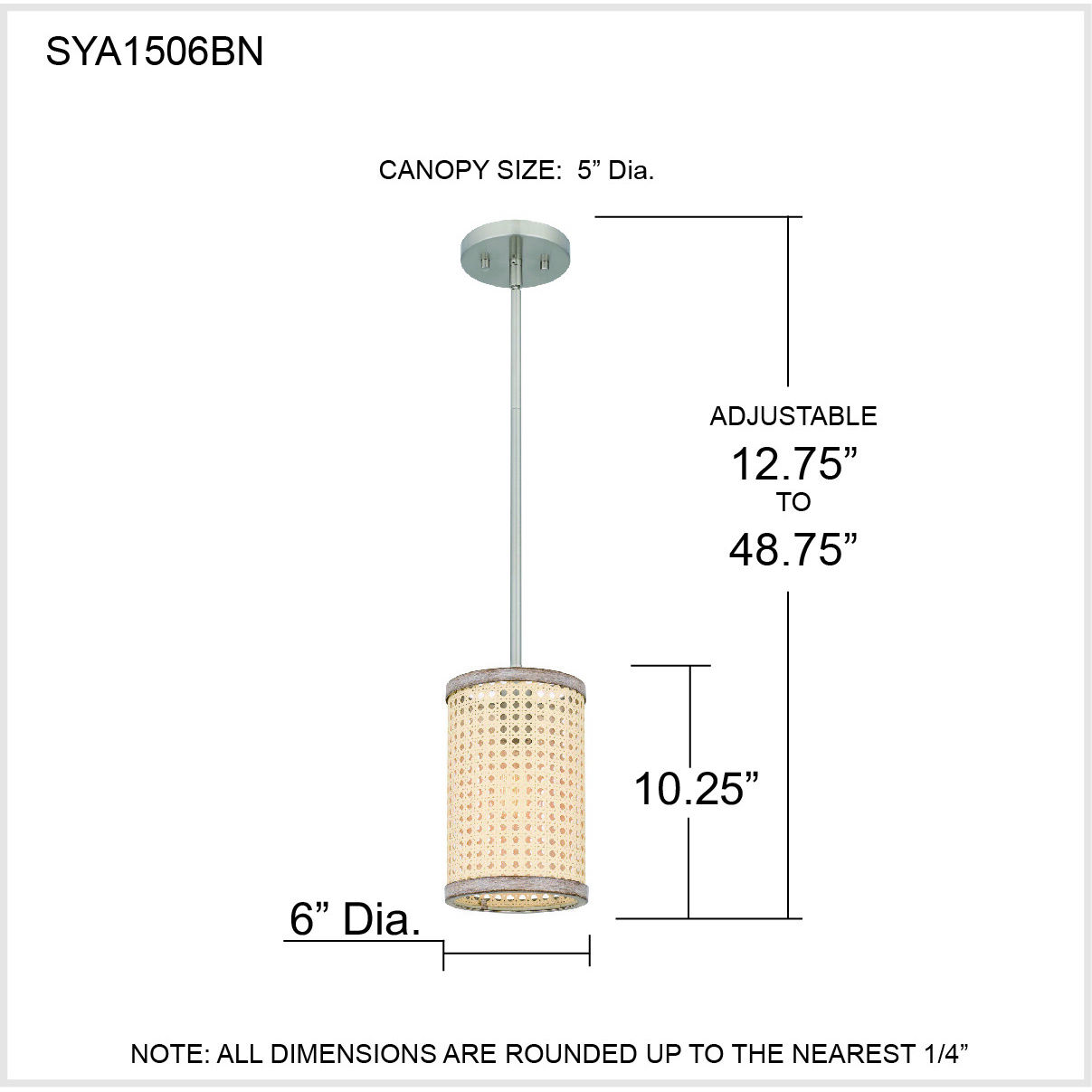 Syrah 1 Light 6 inch Brushed Nickel Mini Pendant Ceiling Light