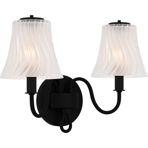 McKinney 2 Light 15.5 inch Matte Black Bath Light Wall Light, Medium