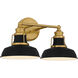 Huxley 2 Light 16.75 inch Aged Brass Bath Light Wall Light, Medium