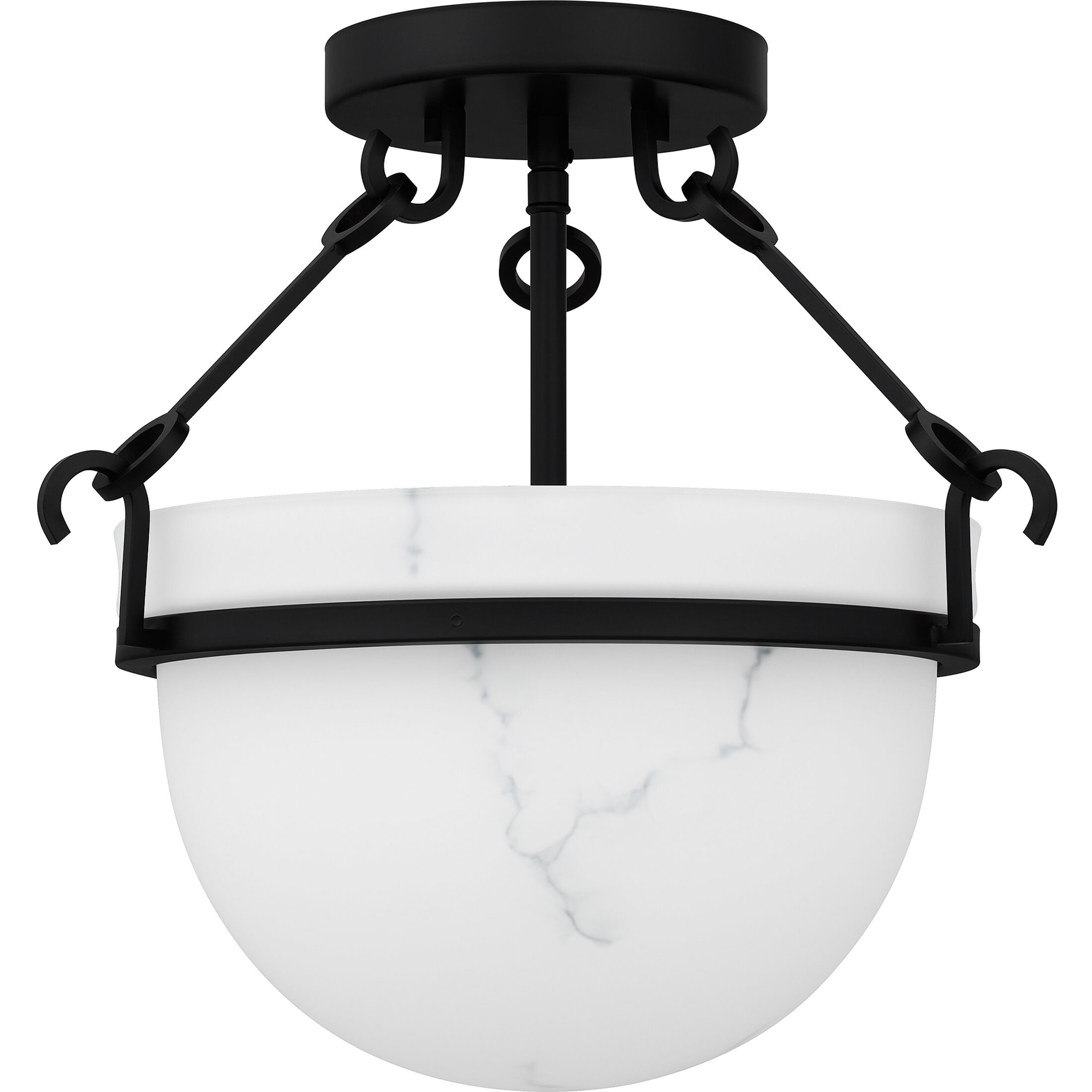 Danyon 3 Light 14 inch Matte Black Semi-Flush Mount Ceiling Light