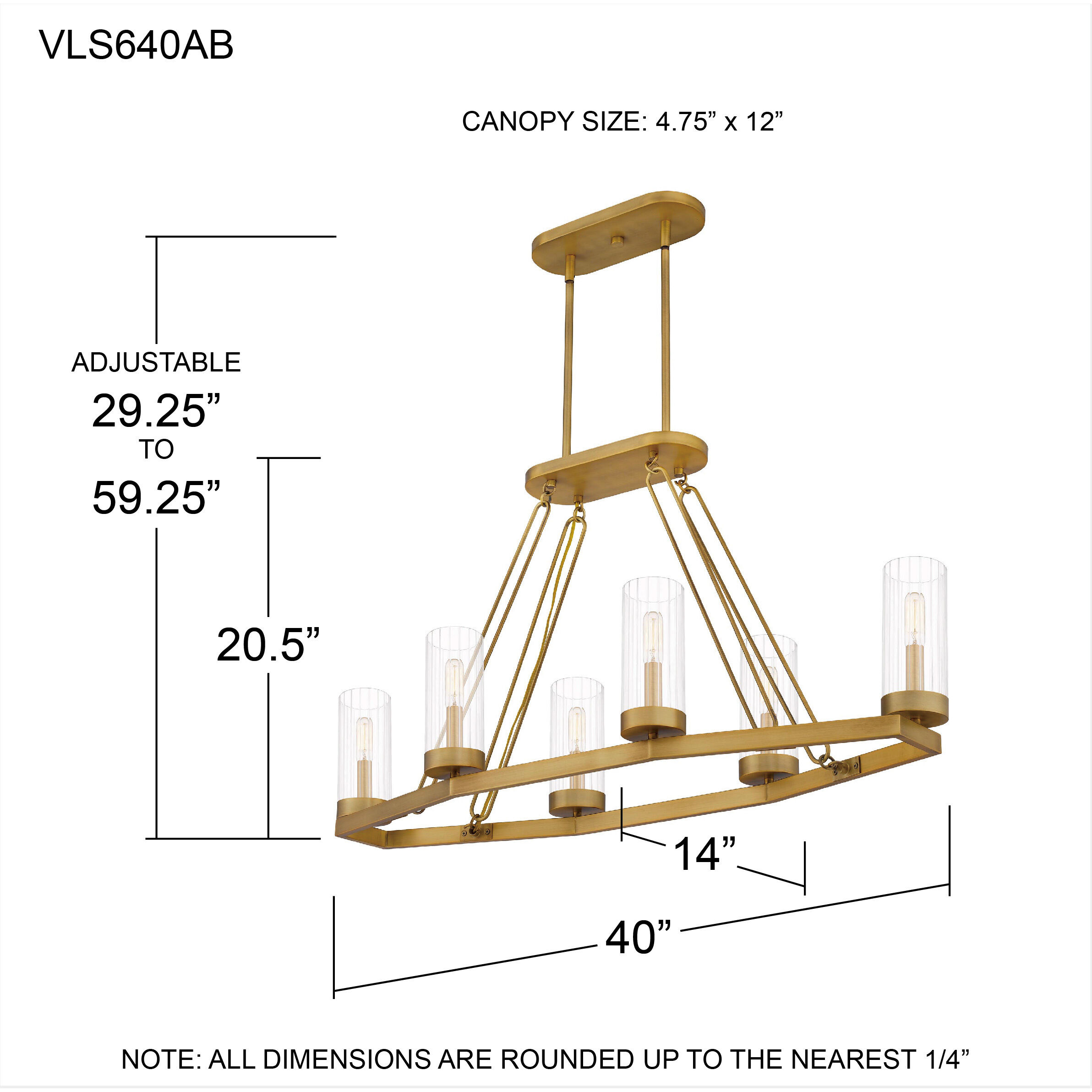 Valens 6 Light 40 inch Aged Brass Island Light Ceiling Light