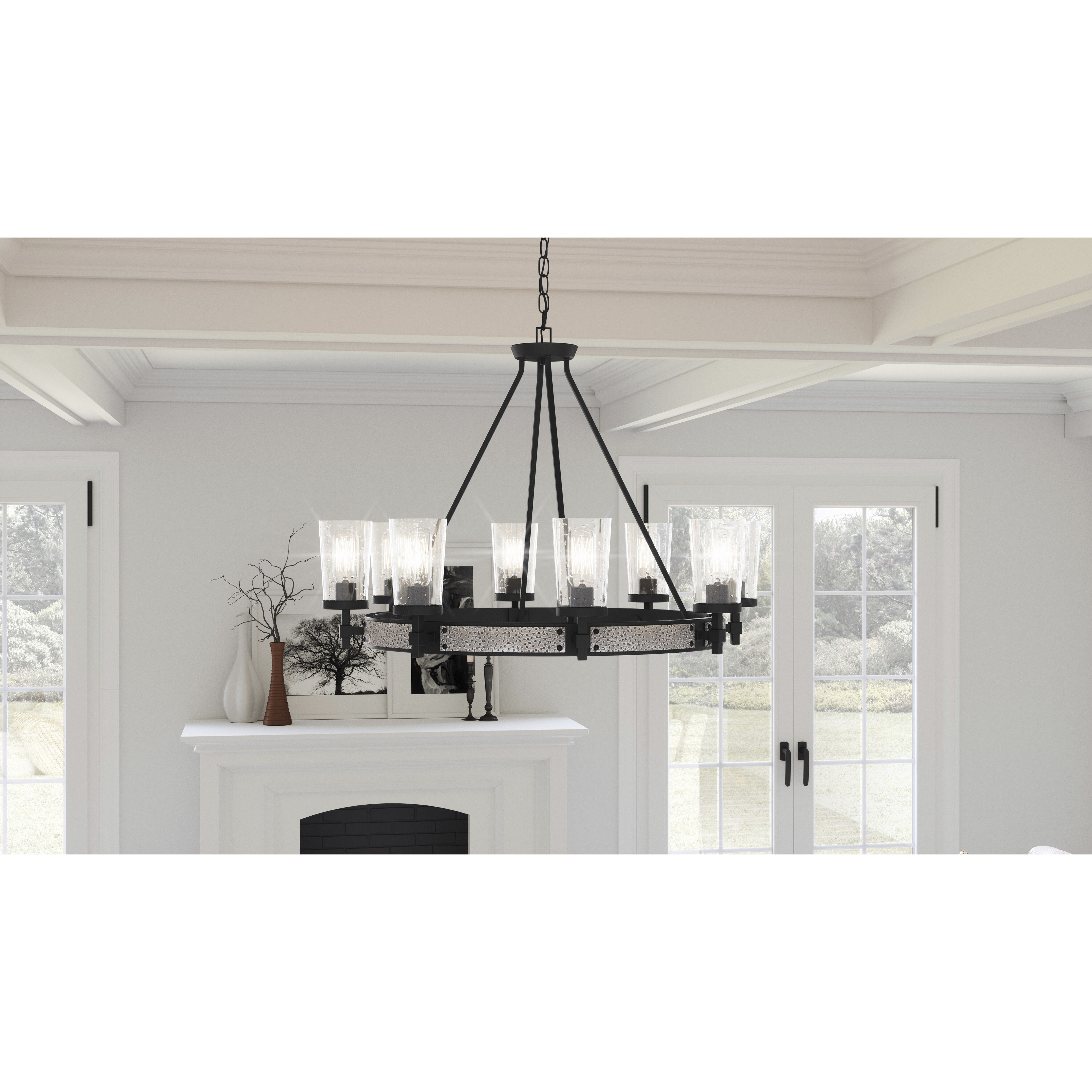 Alpine 8 Light 32 inch Earth Black Chandelier Ceiling Light