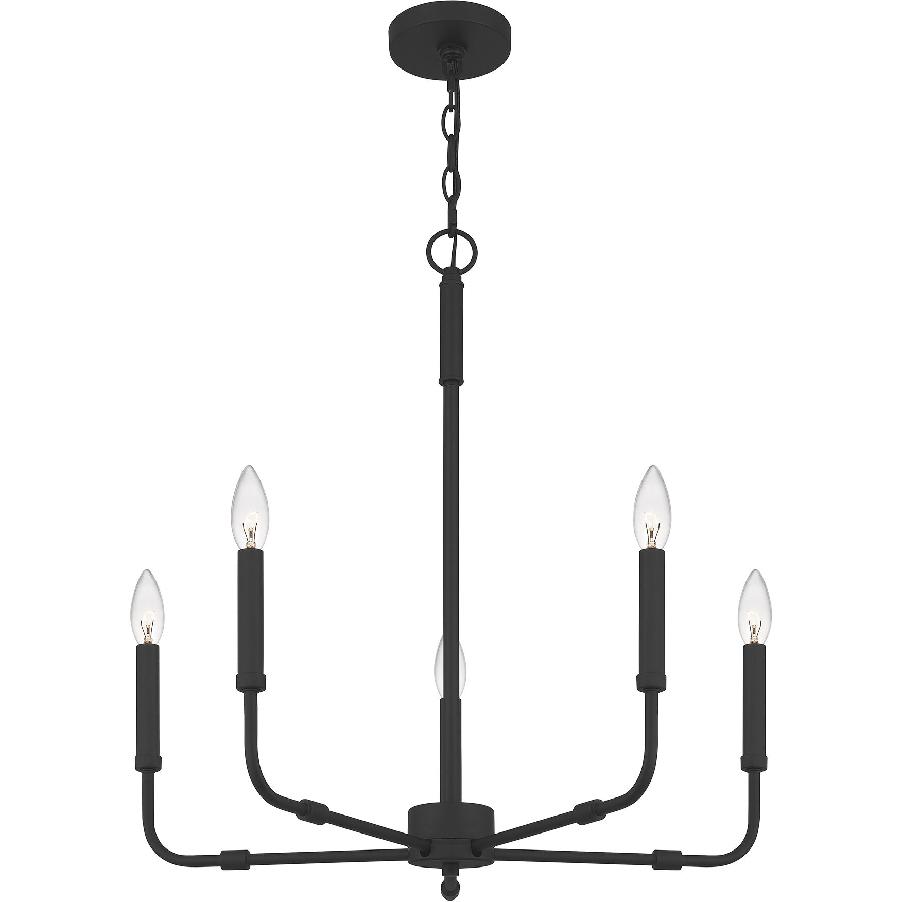 Abner 5 Light 24 inch Matte Black Chandelier Ceiling Light