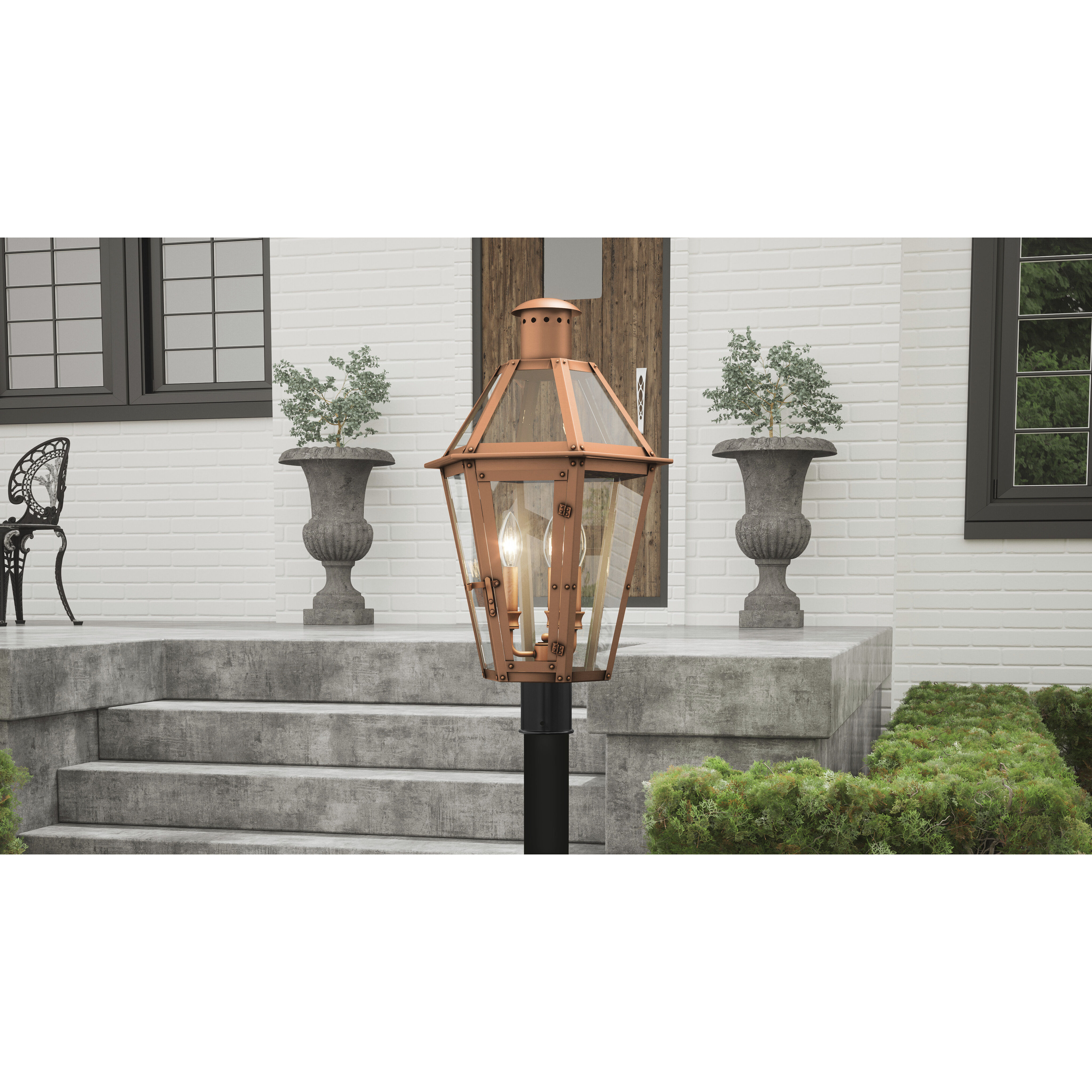 Burdett 3 Light 25 inch Aged Copper Outdoor Post Lantern