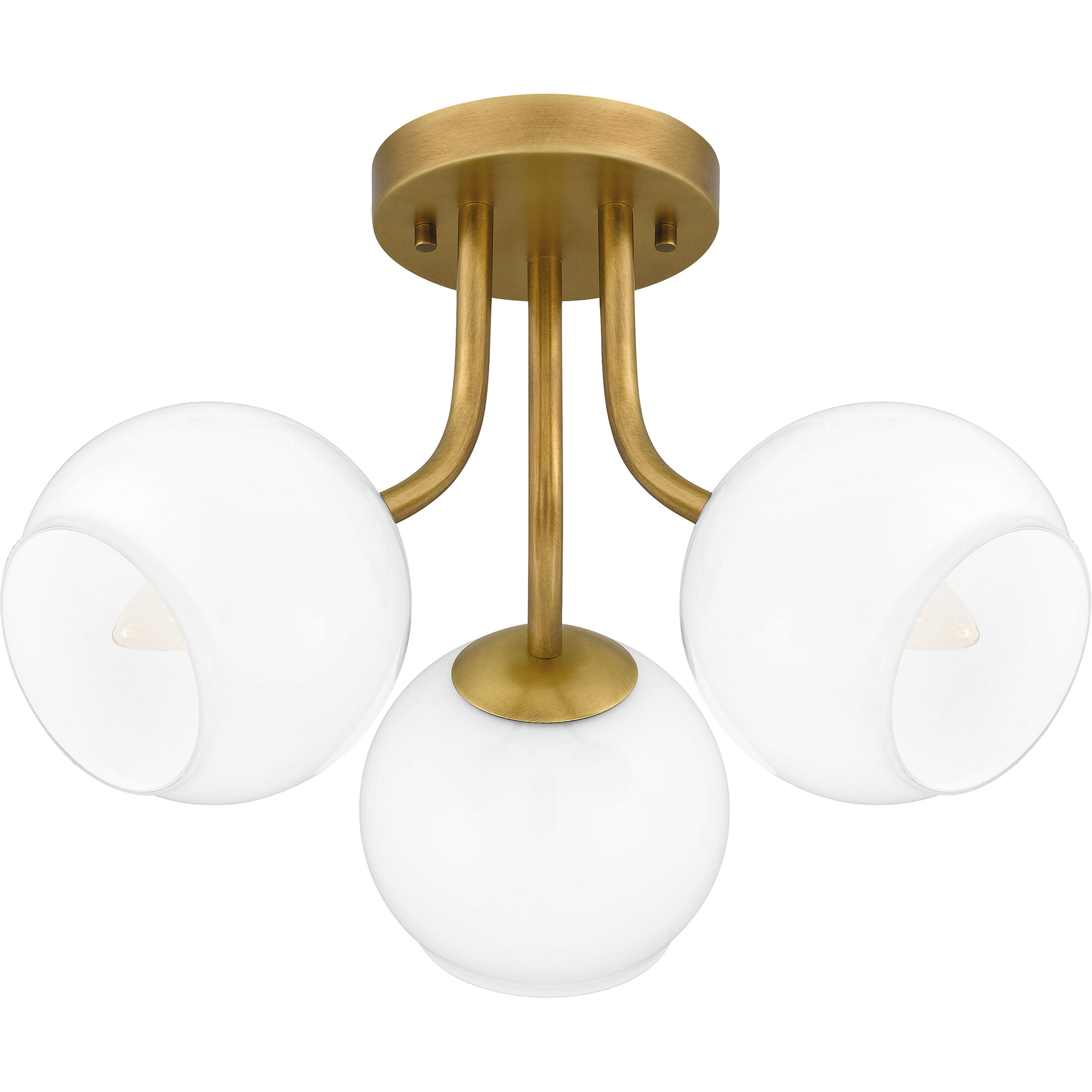 Oberlin 3 Light 16 inch Weathered Brass Semi-Flush Mount Ceiling Light