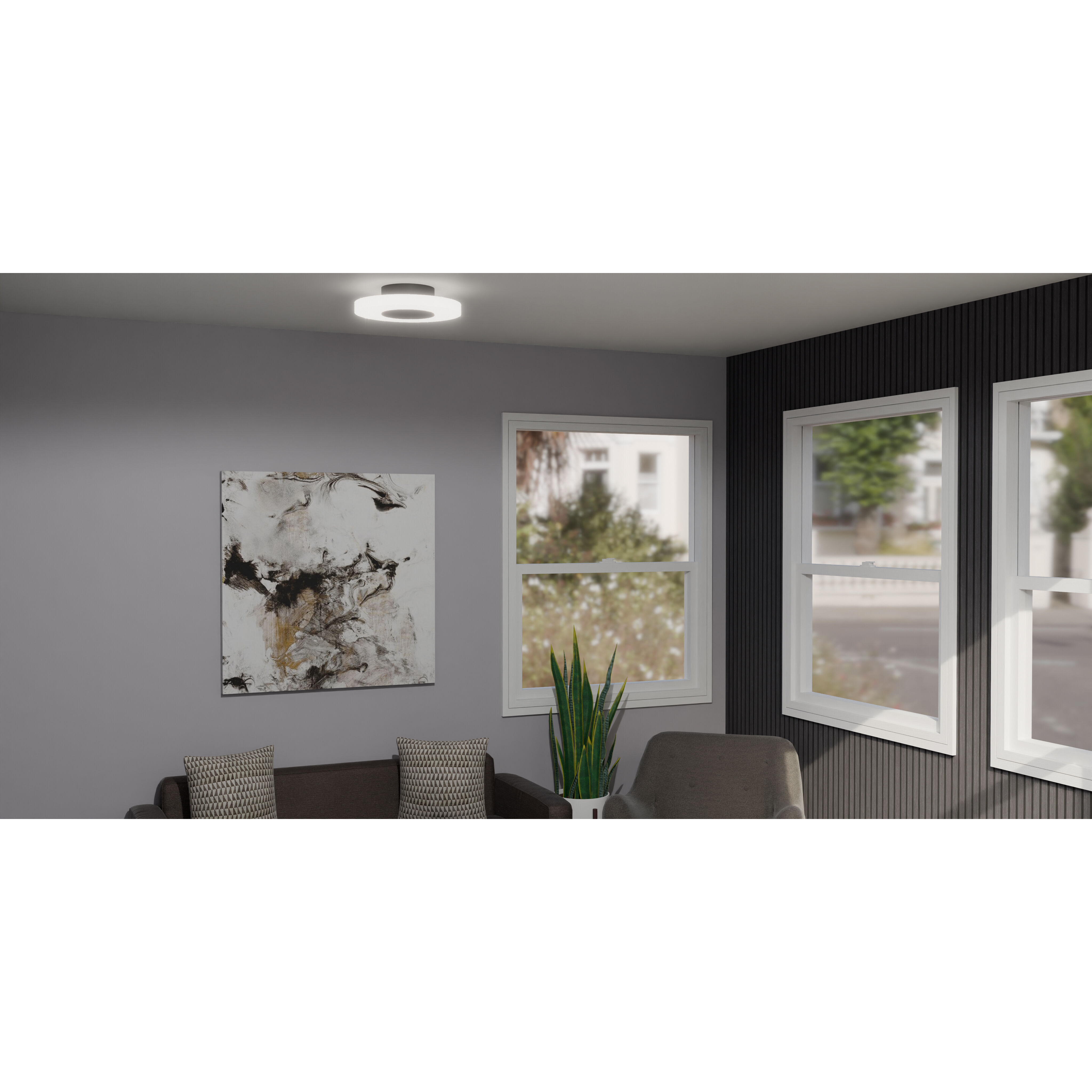 Rockwell LED 14 inch Matte Black Flush Mount Ceiling Light, Medium