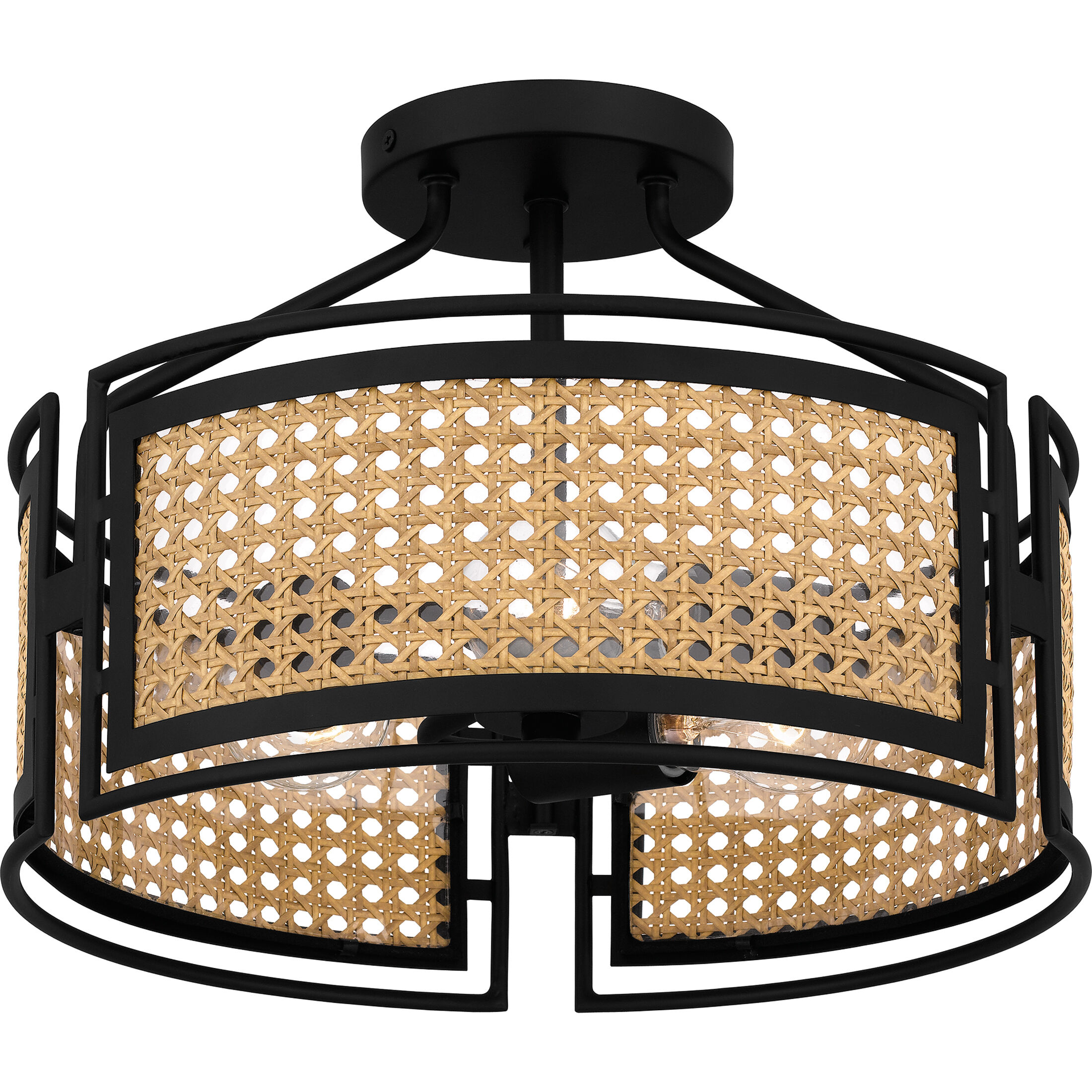 Priya 3 Light 14.5 inch Matte Black Semi-Flush Mount Ceiling Light