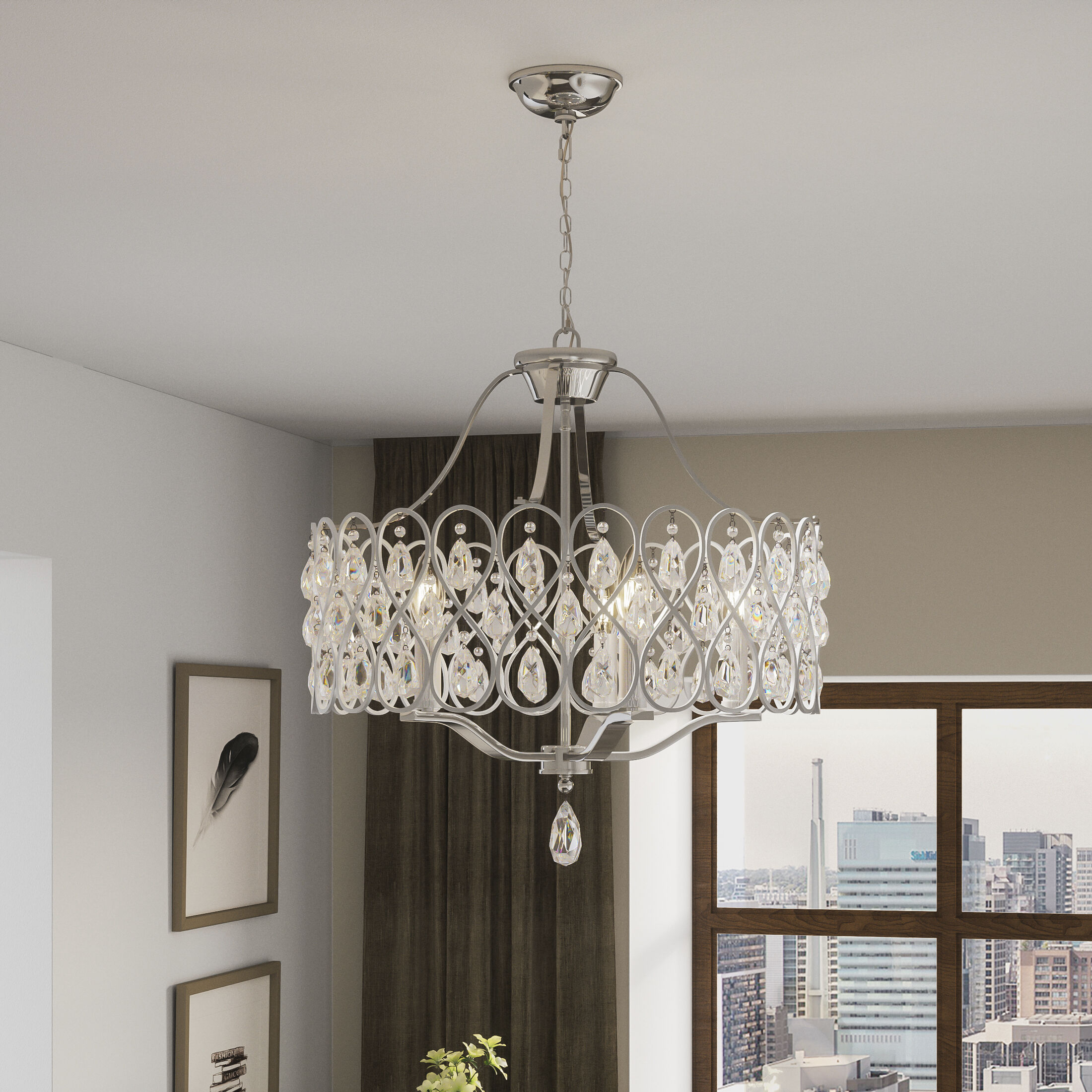 Lulu 5 Light 22 inch Polished Chrome Chandelier Ceiling Light