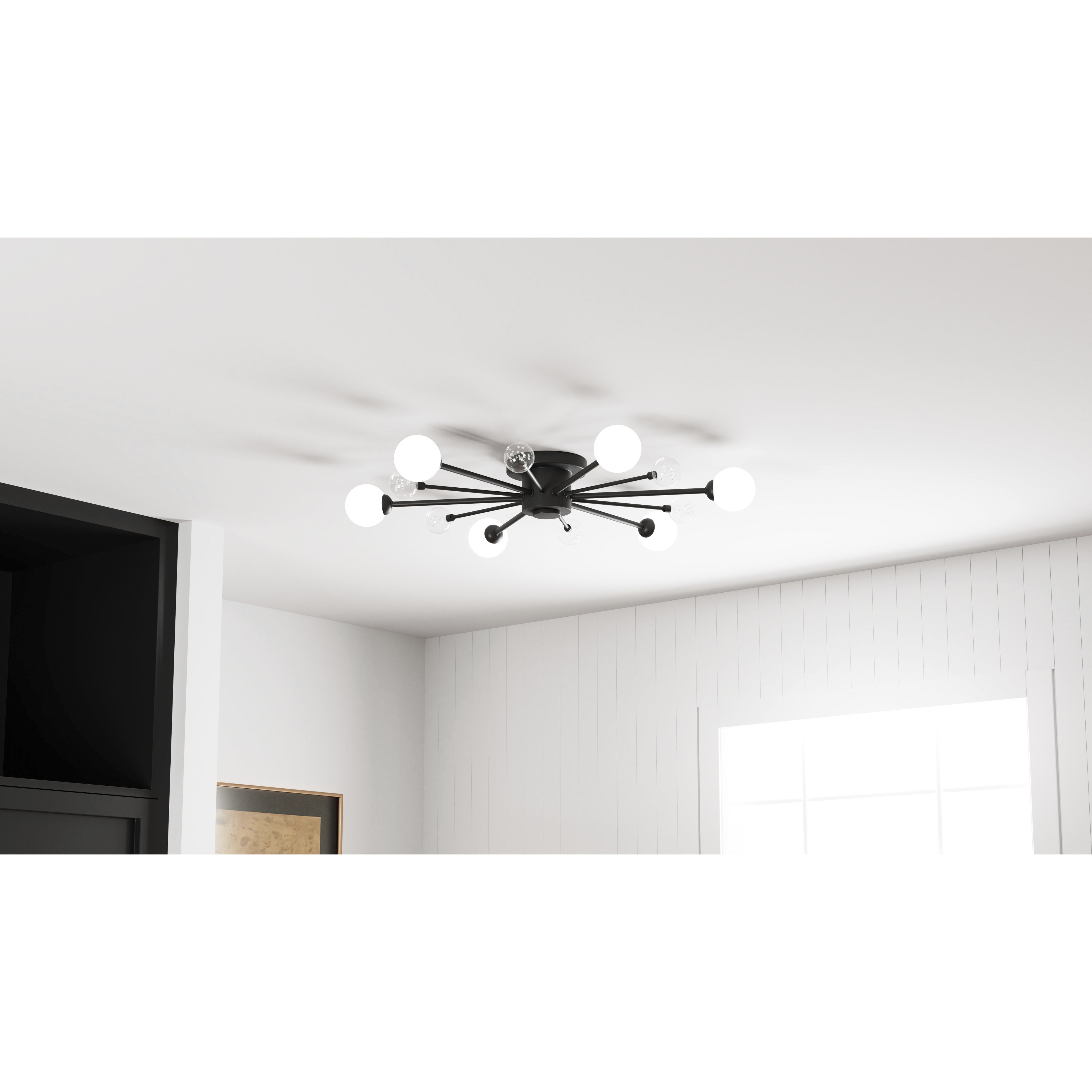 Combe 6 Light 30 inch Matte Black Semi-Flush Mount Ceiling Light, Extra Large