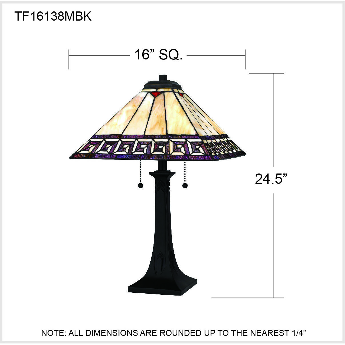 Edith 24.5 inch 75.00 watt Matte Black Table Lamp Portable Light, Tiffany