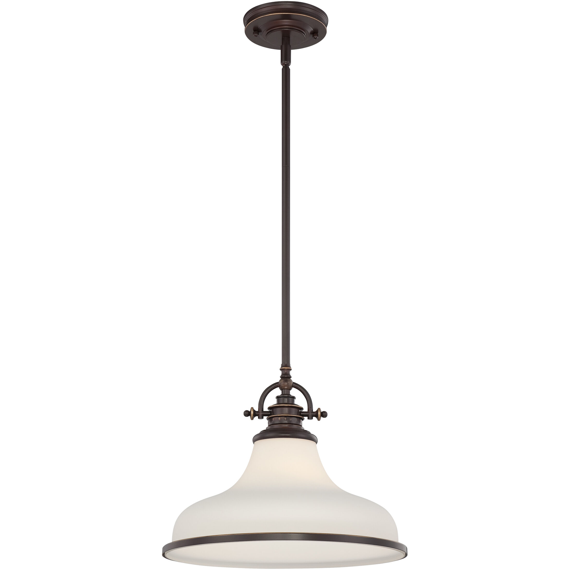 Grant 1 Light 13.5 inch Palladian Bronze Pendant Ceiling Light in Opal Etched Glass