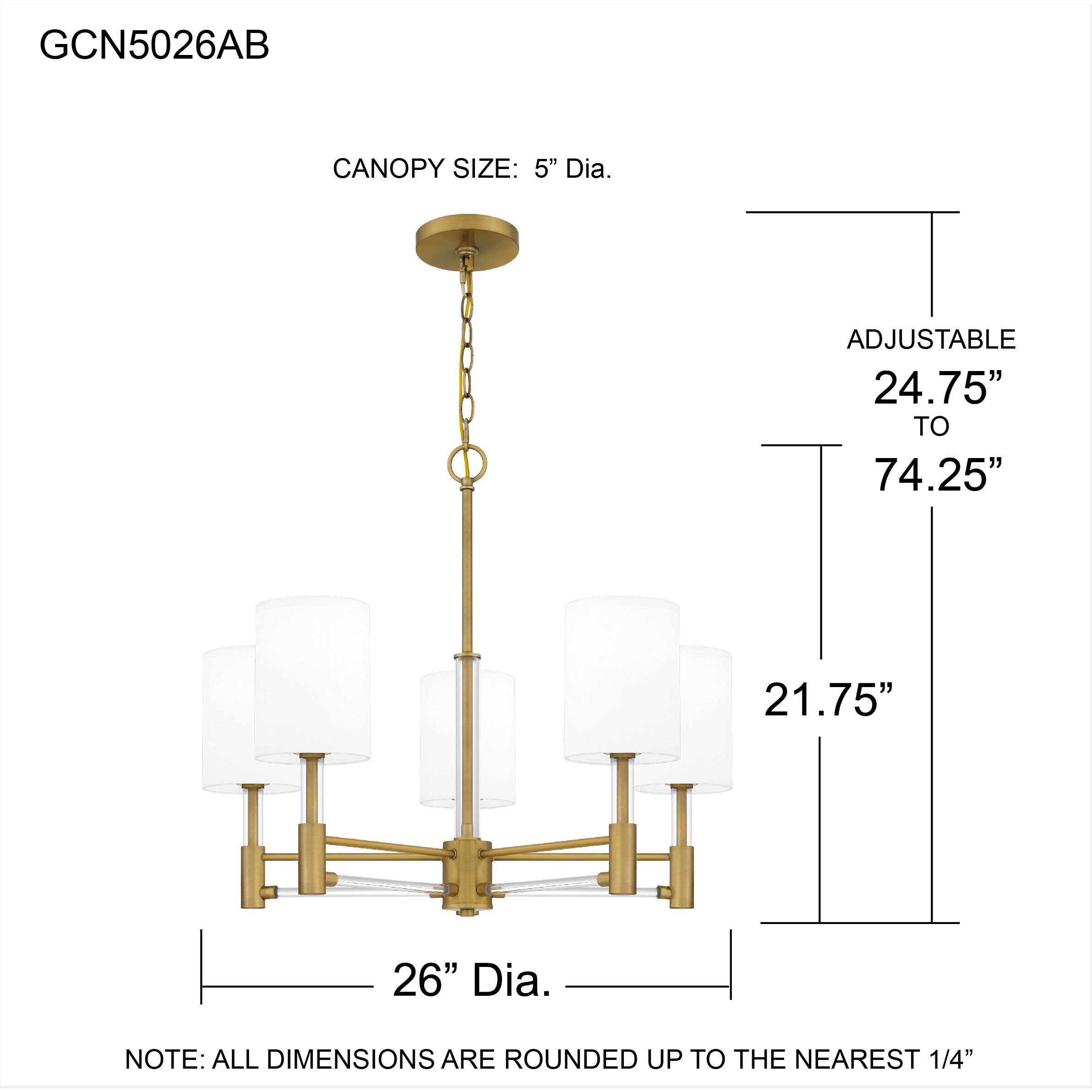 Gretchen 5 Light 26 inch Aged Brass Chandelier Ceiling Light