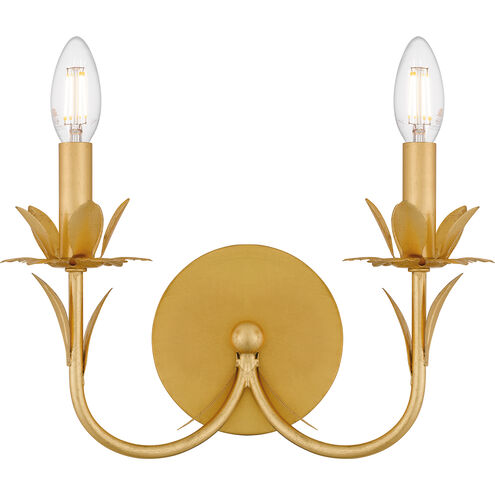 Maria 2 Light 12 inch Gold Leaf Wall Sconce Wall Light, Small