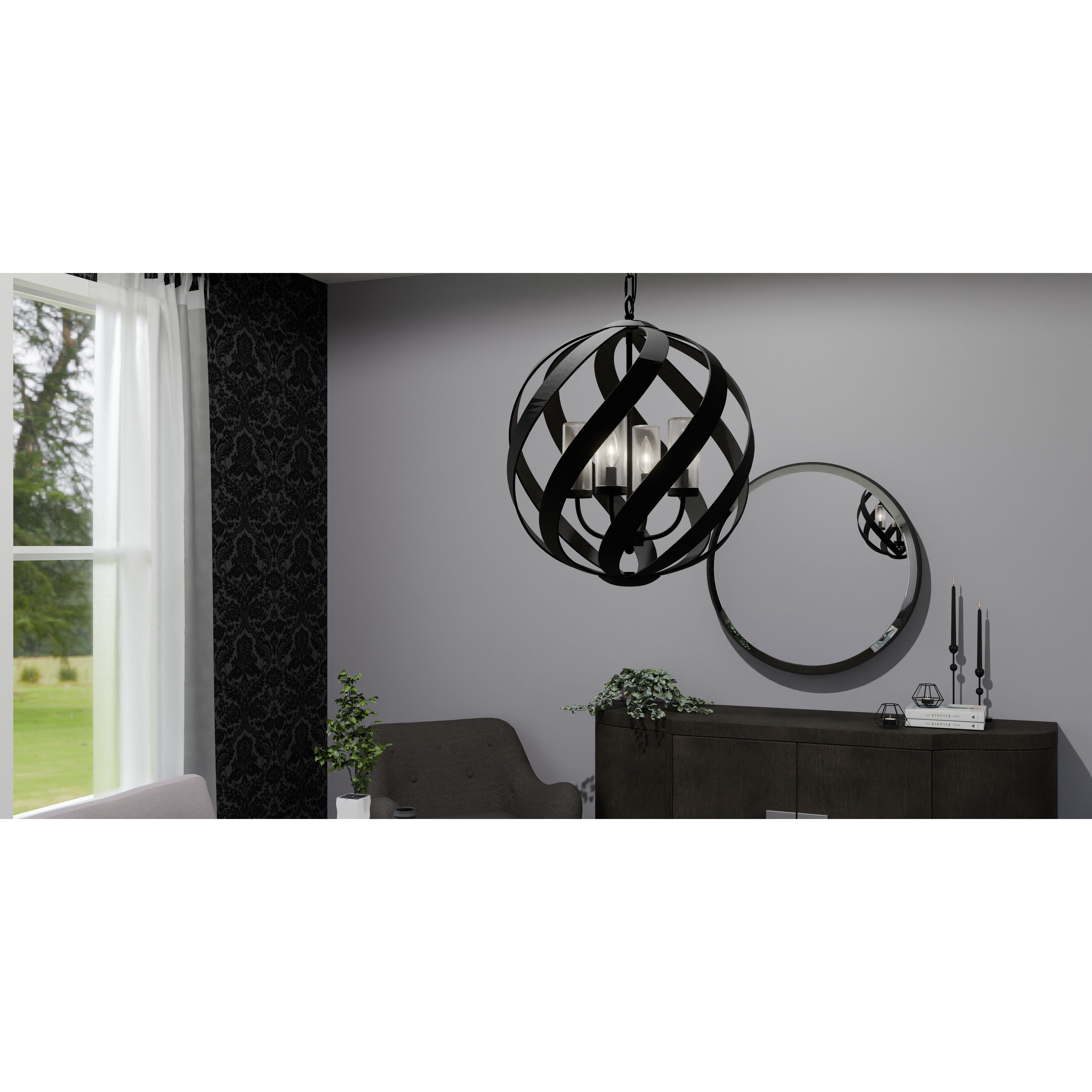 Blacksmith 4 Light 19.5 inch Earth Black Outdoor Pendant