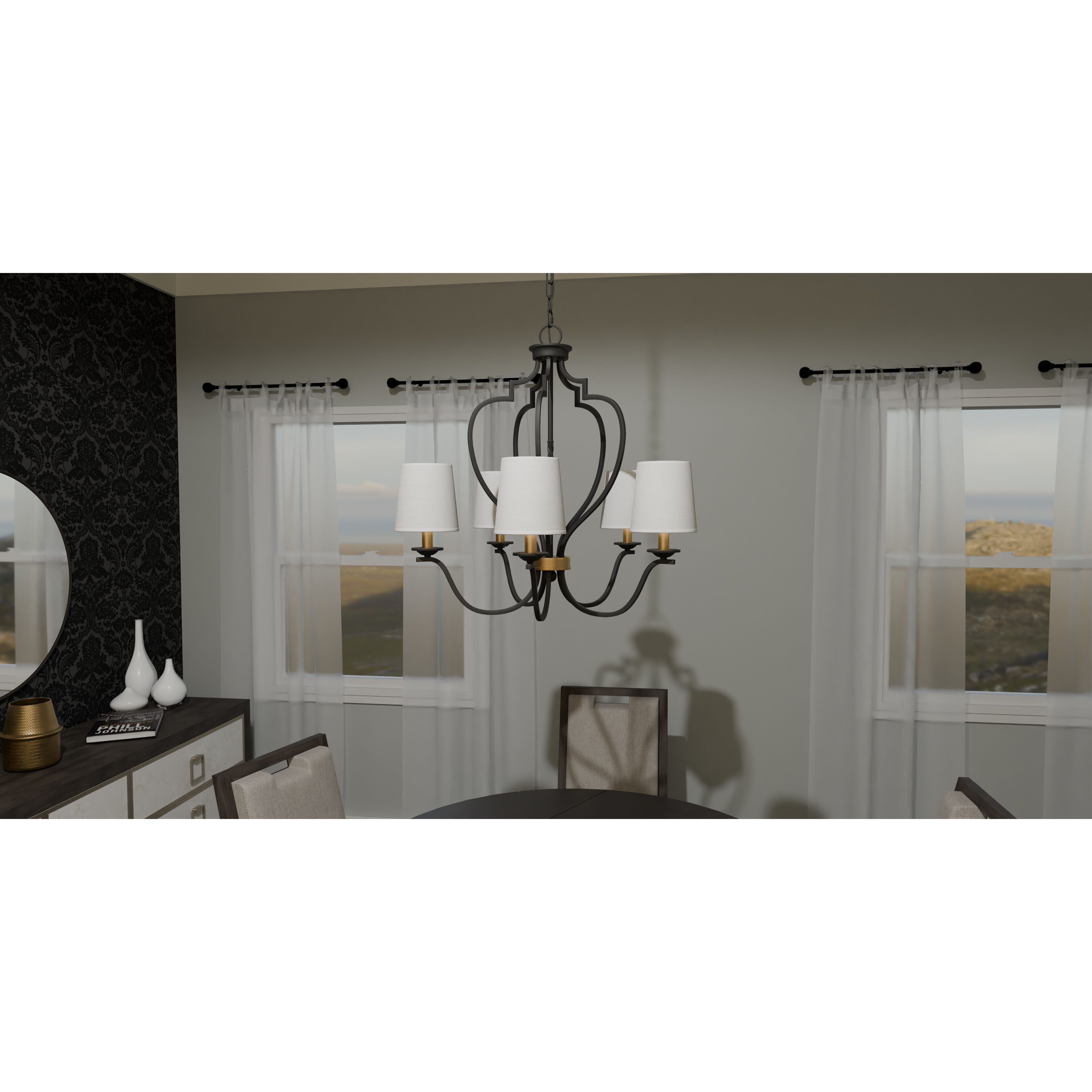 Wilkins 5 Light 27.5 inch Matte Black Chandelier Ceiling Light