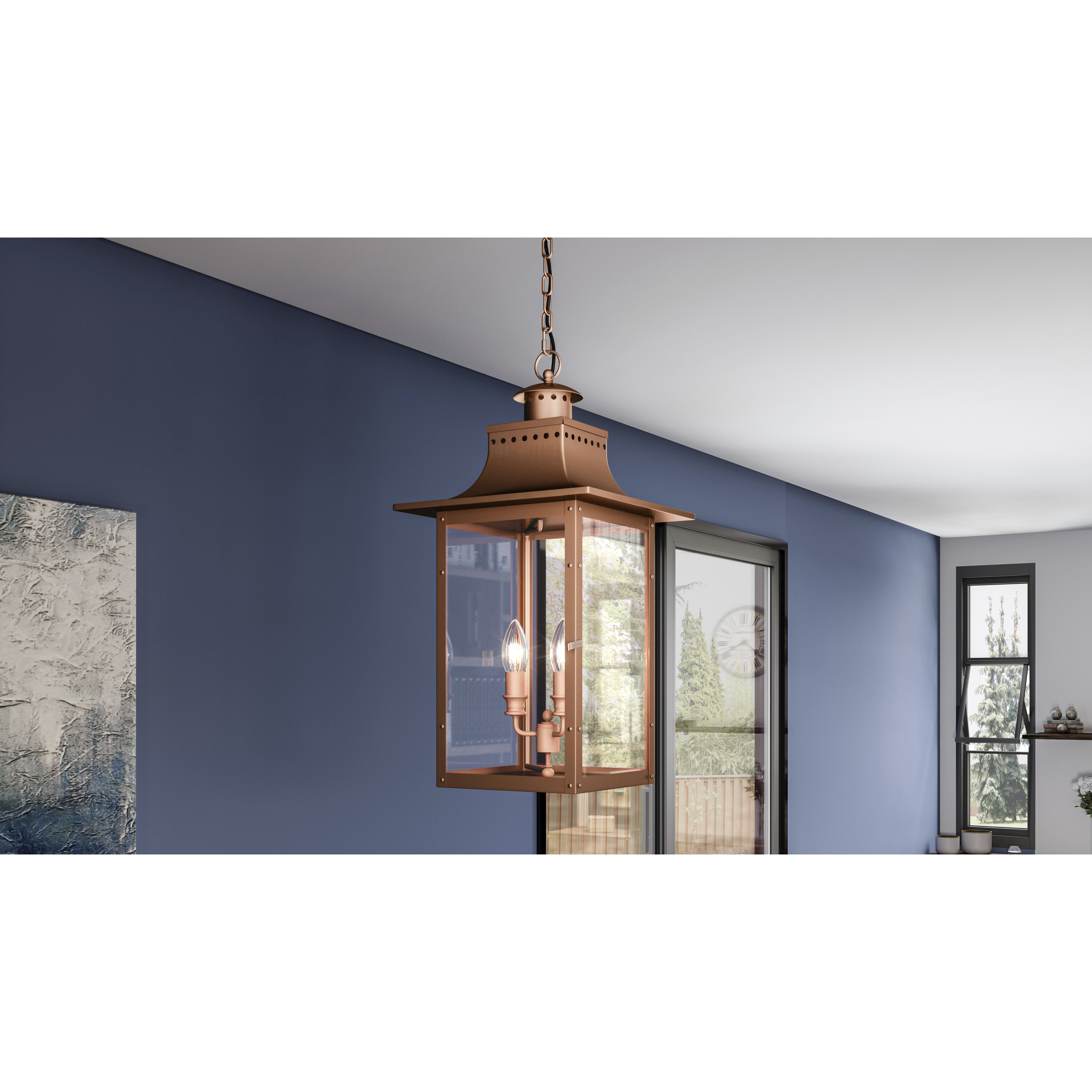 Chalmers 3 Light 12 inch Aged Copper Mini Pendant Ceiling Light, Small