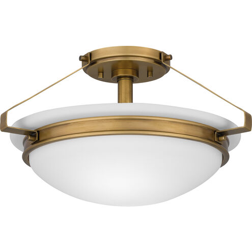 Elderwood 2 Light 15 inch Weathered Brass Semi-Flush Mount Ceiling Light