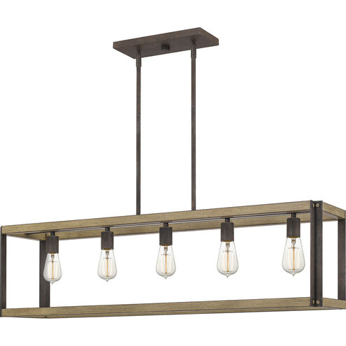 Finn 5 Light 42 inch Rustic Black Island Light Ceiling Light