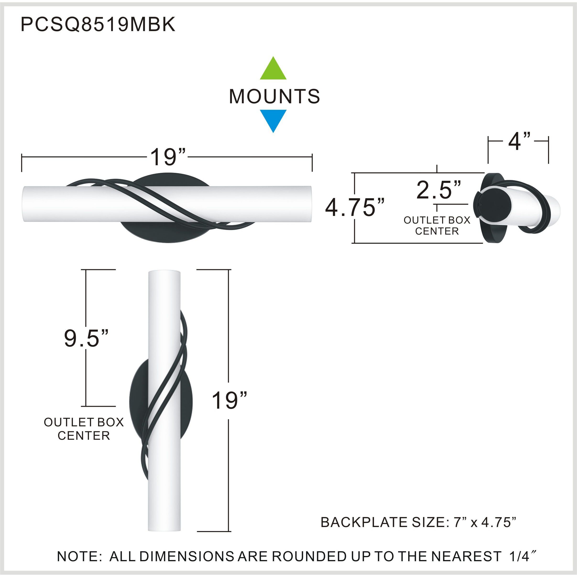 Serenade 19 inch Matte Black Bath Light Wall Light