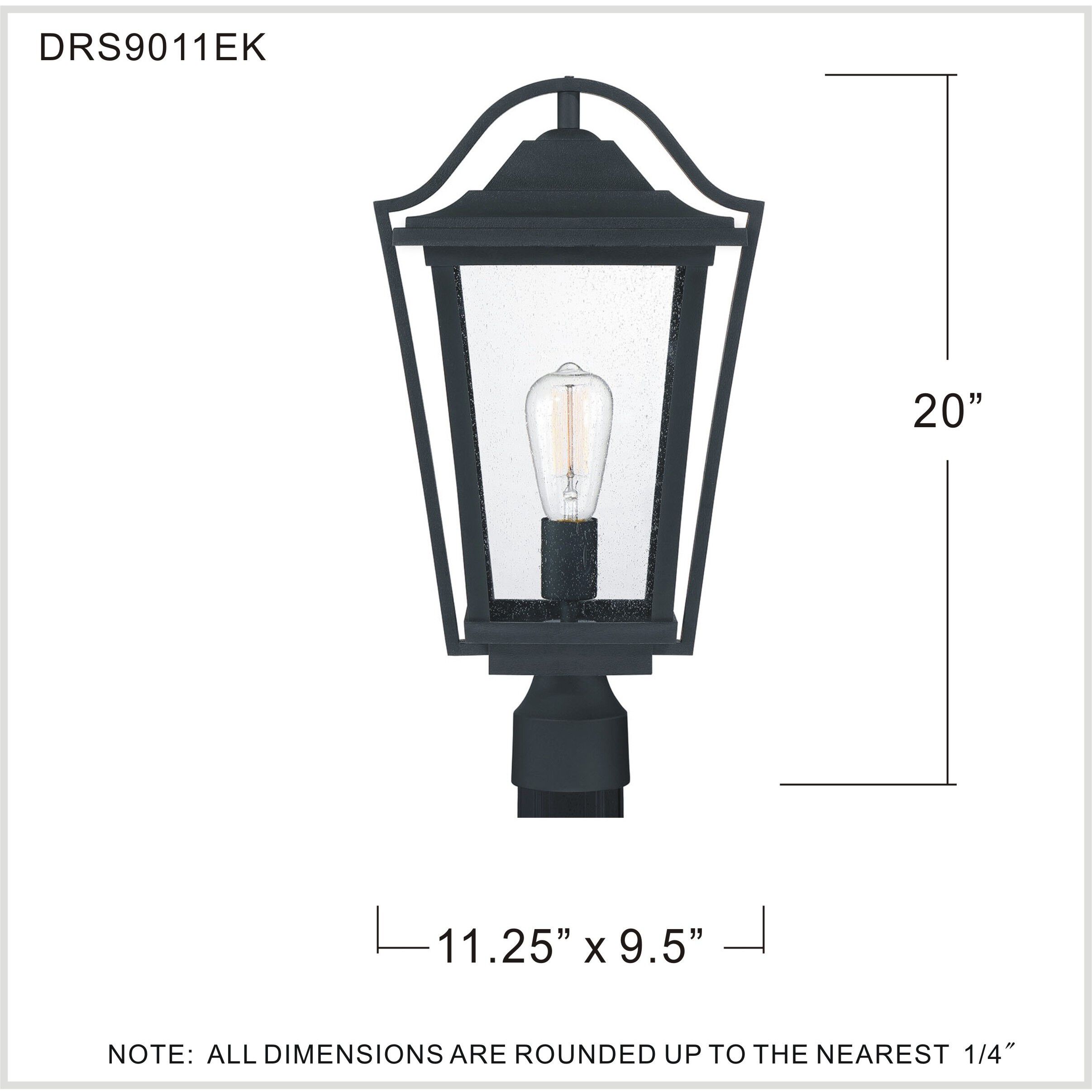 Darius 1 Light 20 inch Earth Black Outdoor Post Light