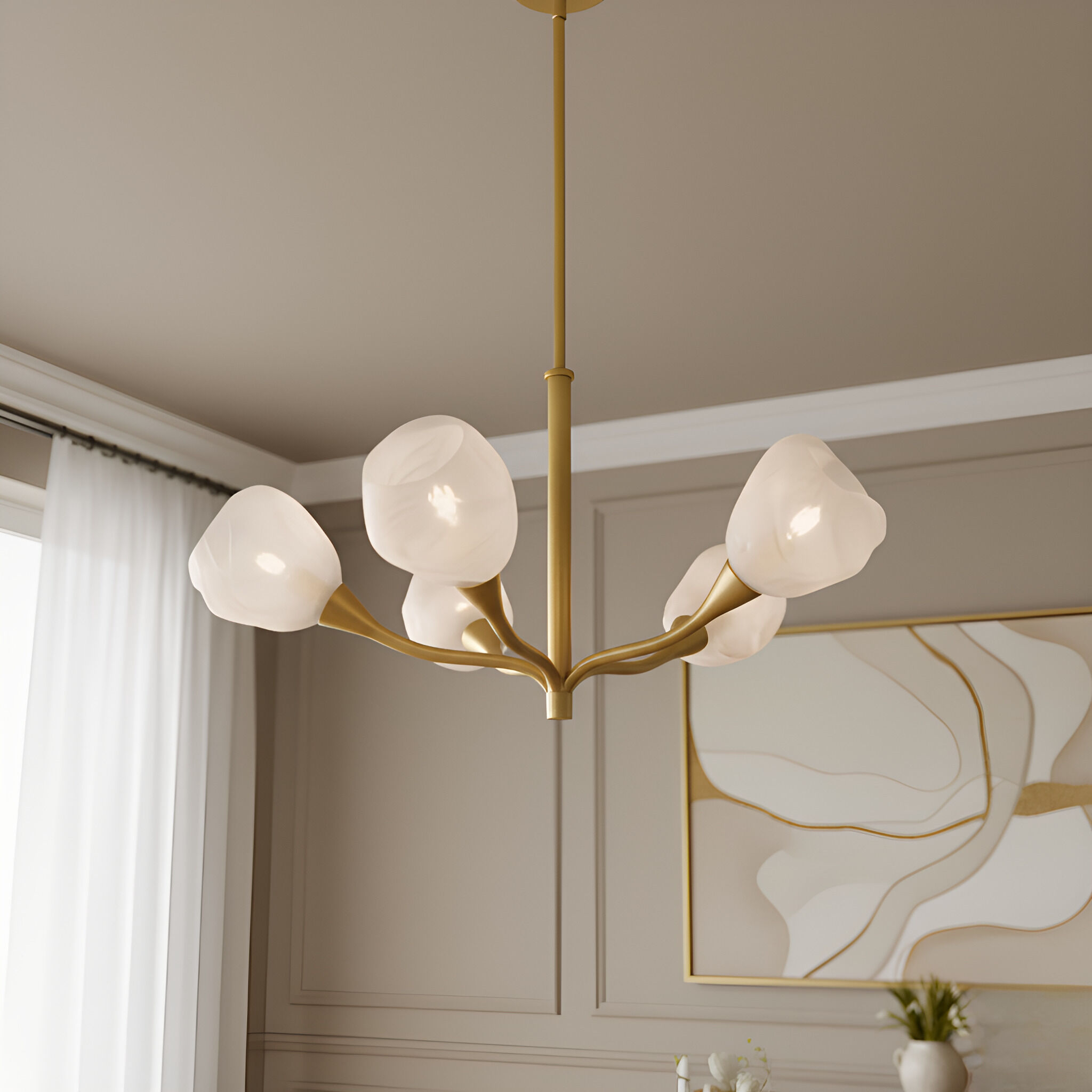 Adelyn 5 Light 30 inch Gold Leaf Chandelier Ceiling Light