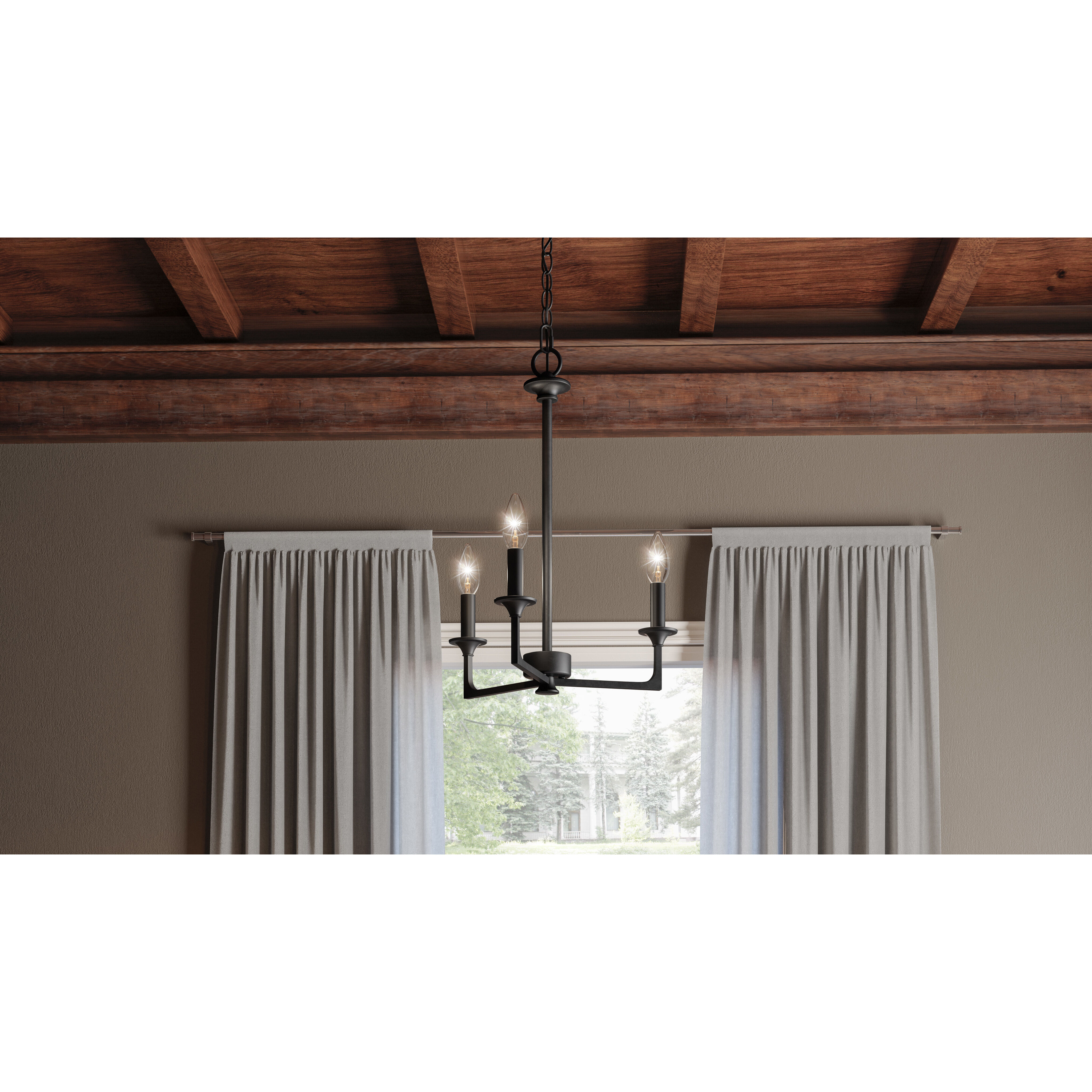 Prescott 3 Light 16 inch Matte Black Chandelier Ceiling Light