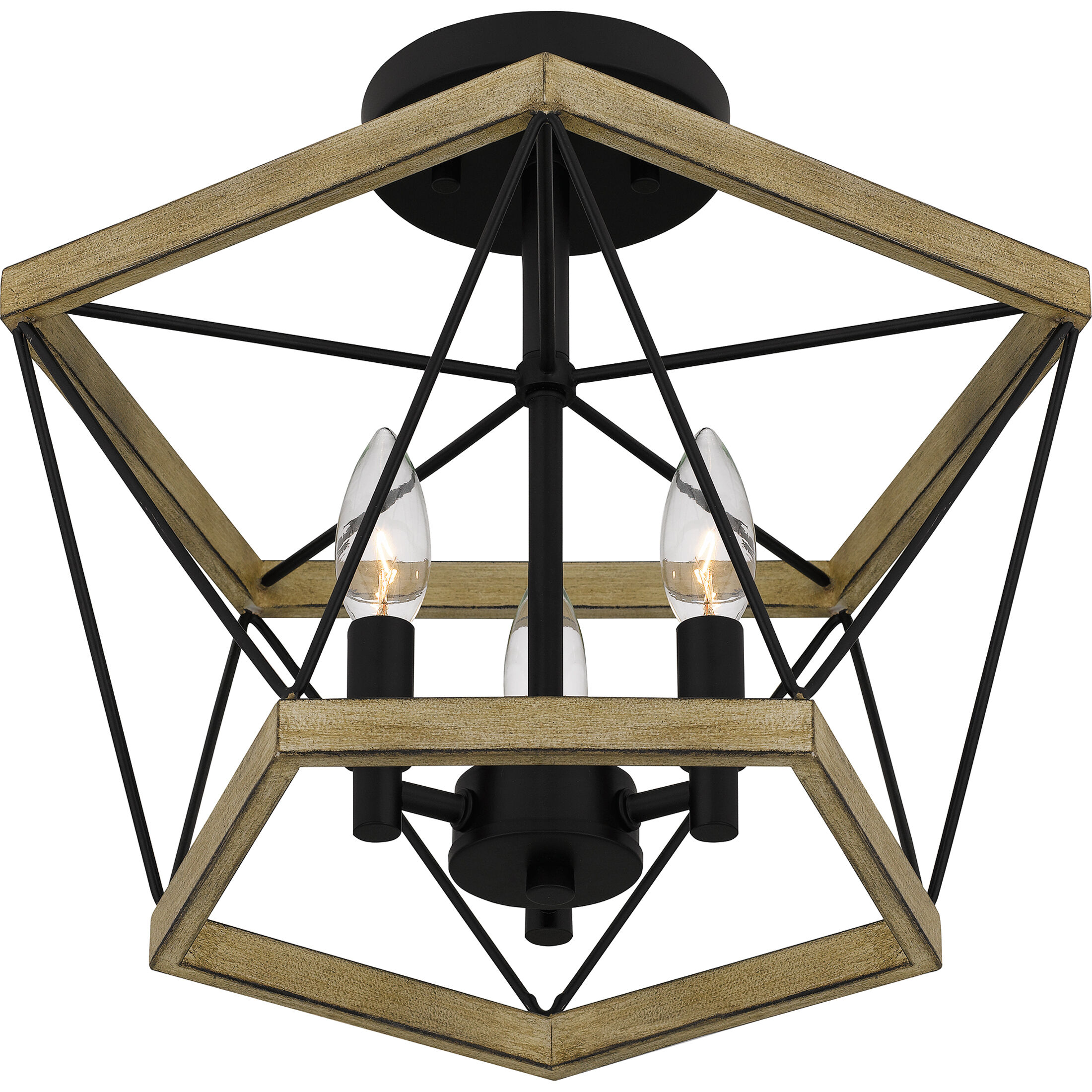 Wintergreen 3 Light 15 inch Whitewashed Walnut Semi-Flush Mount Ceiling Light