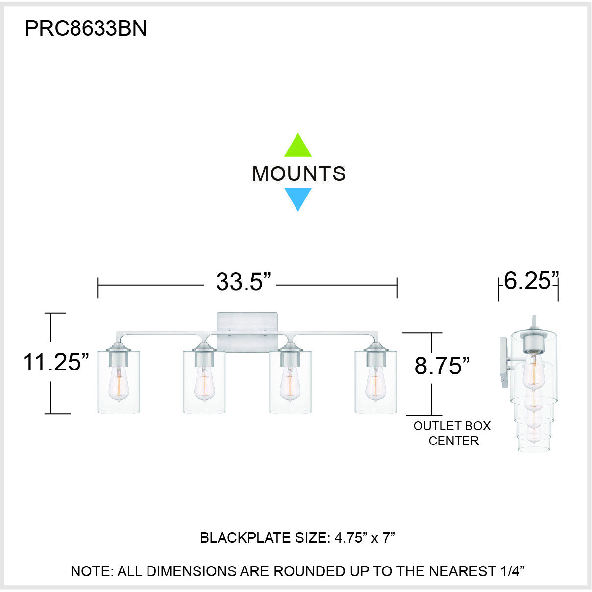 Prescott 4 Light 34 inch Brushed Nickel Bath Light Wall Light, Extra Large