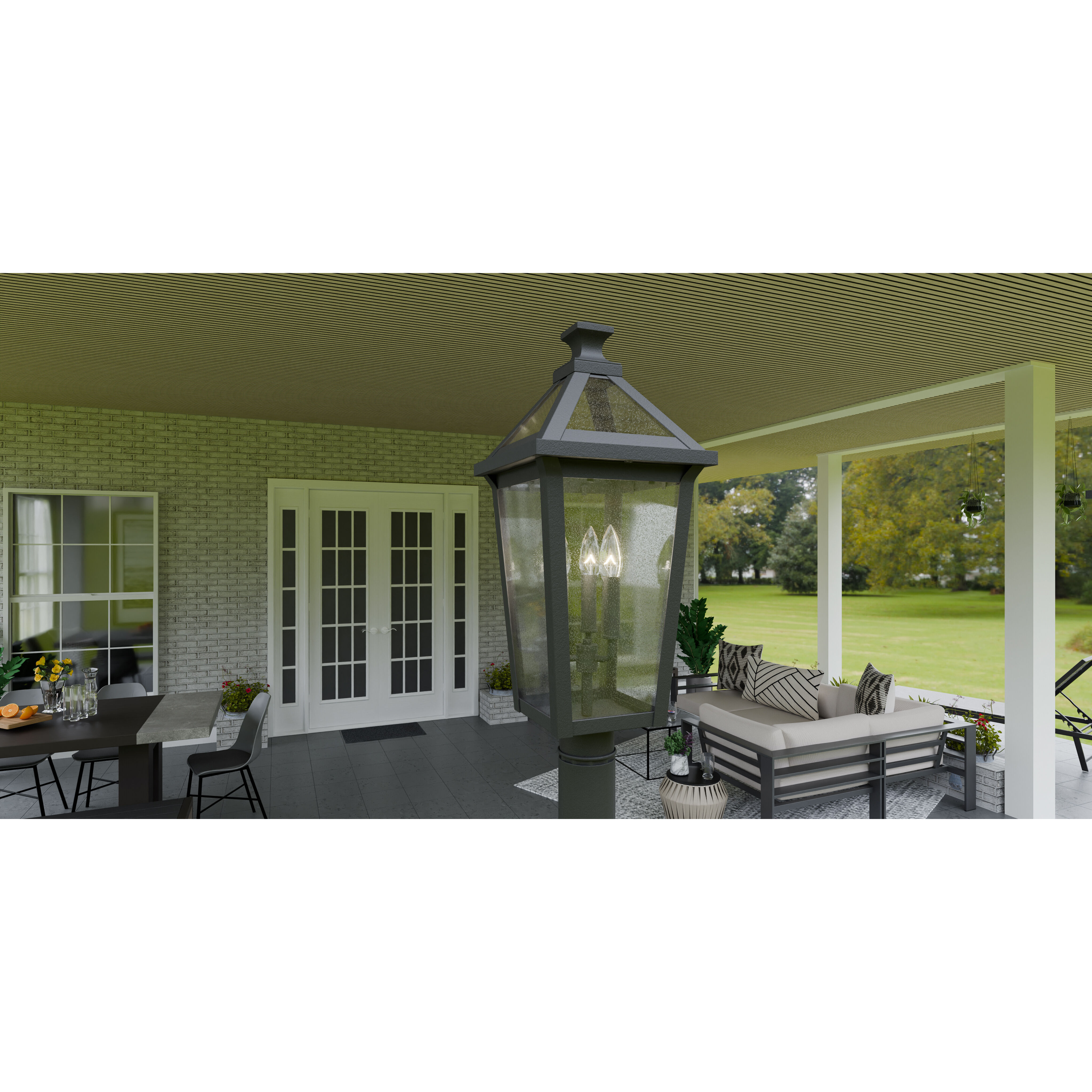 Boulevard 3 Light 23.75 inch Matte Black Outdoor Post Lantern, Large