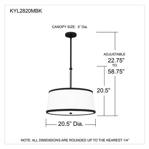 Kylen 4 Light 20.5 inch Matte Black Pendant Ceiling Light