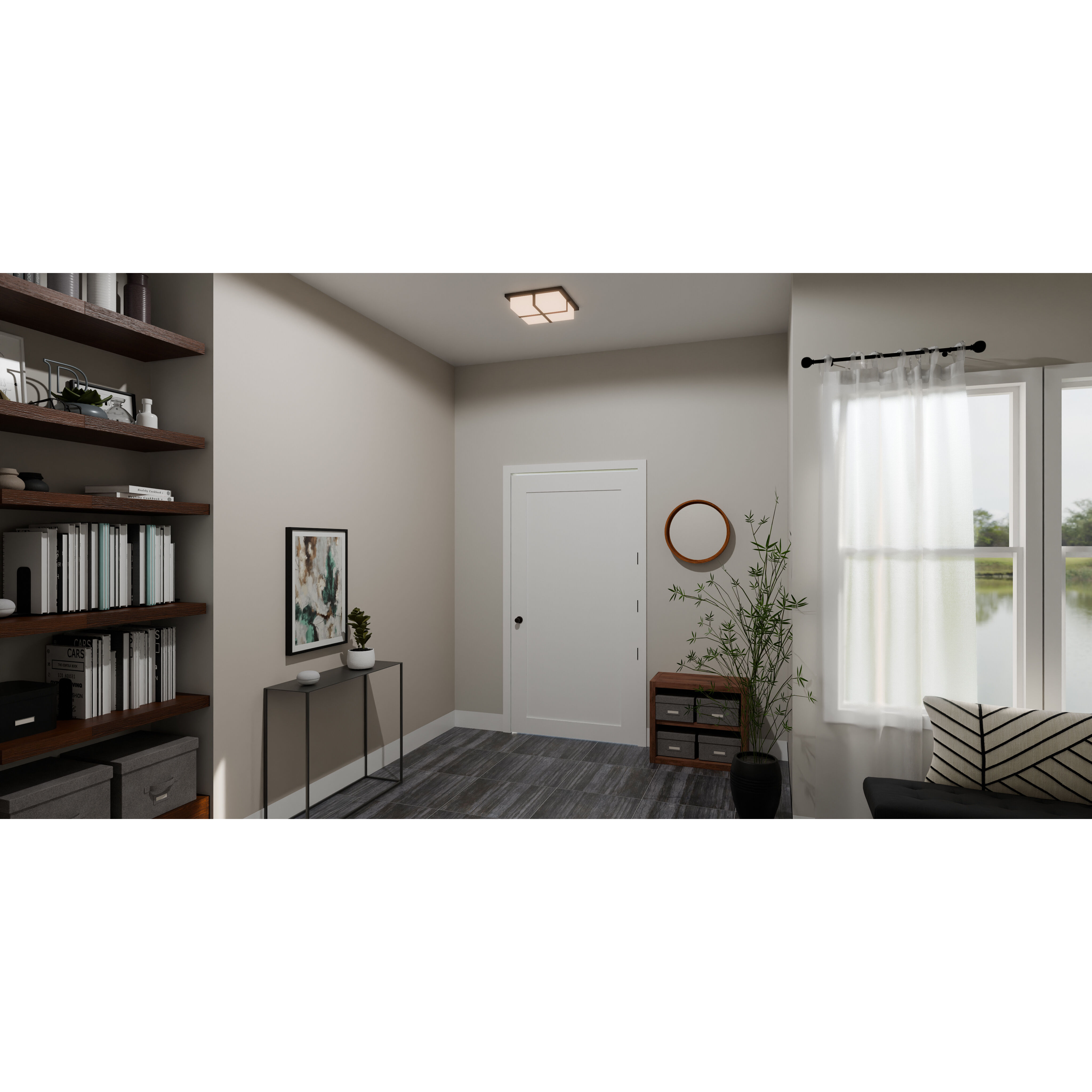 Armstrong LED 14 inch Matte Black Flush Mount Ceiling Light, Medium