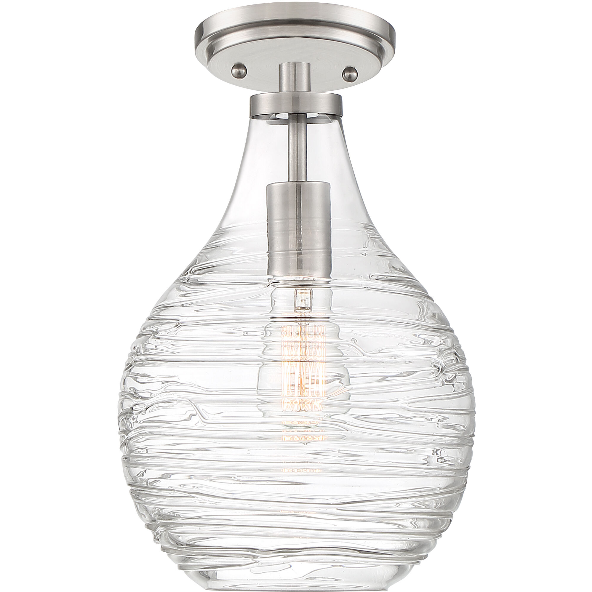 Genie 1 Light 9 inch Brushed Nickel Semi-Flush Mount Ceiling Light