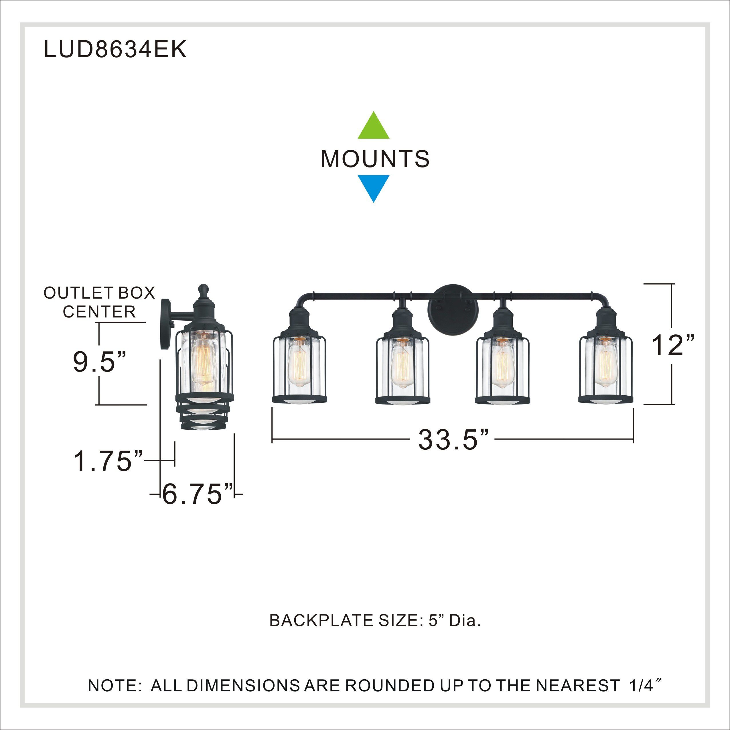 Ludlow 4 Light 34 inch Earth Black Bath Light Wall Light