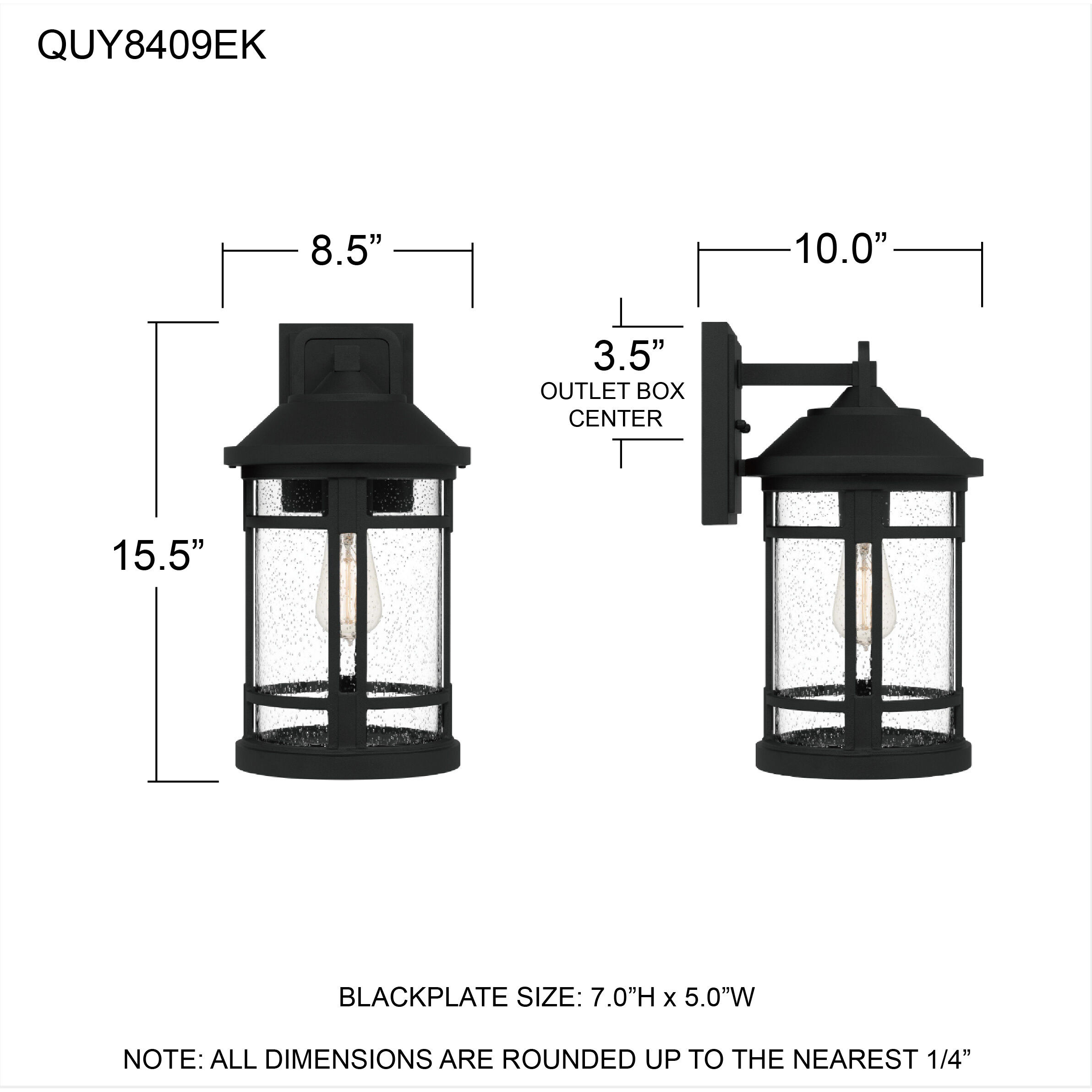 Quincy 1 Light 16 inch Earth Black Outdoor Wall Lantern, Large
