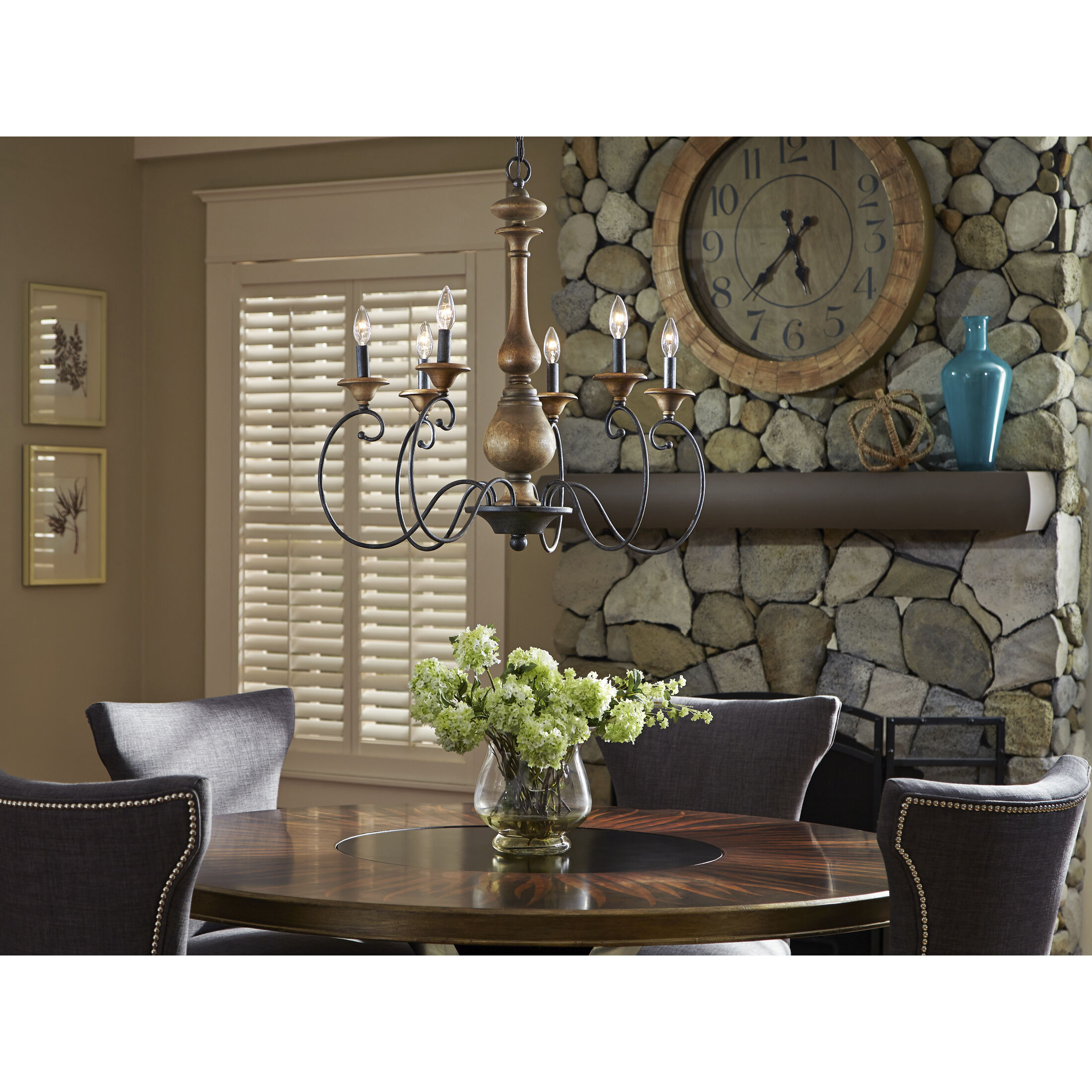 Auburn 6 Light 28 inch Rustic Black Chandelier Ceiling Light