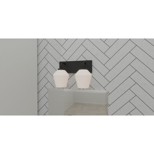 Nielson 2 Light 13.5 inch Matte Black Bath Light Wall Light, Medium