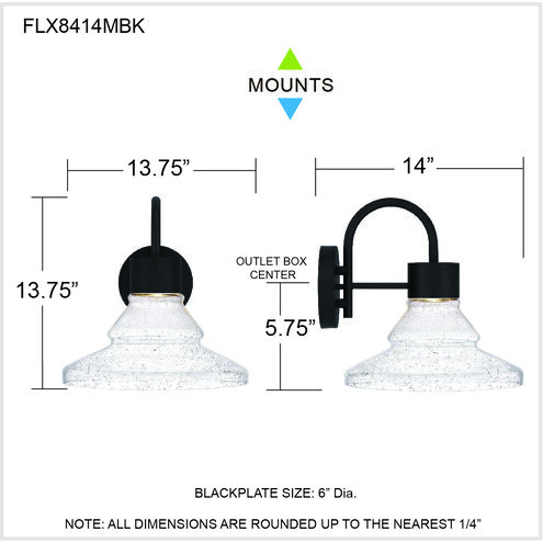 Felix LED 14 inch Matte Black Outdoor Wall Lantern