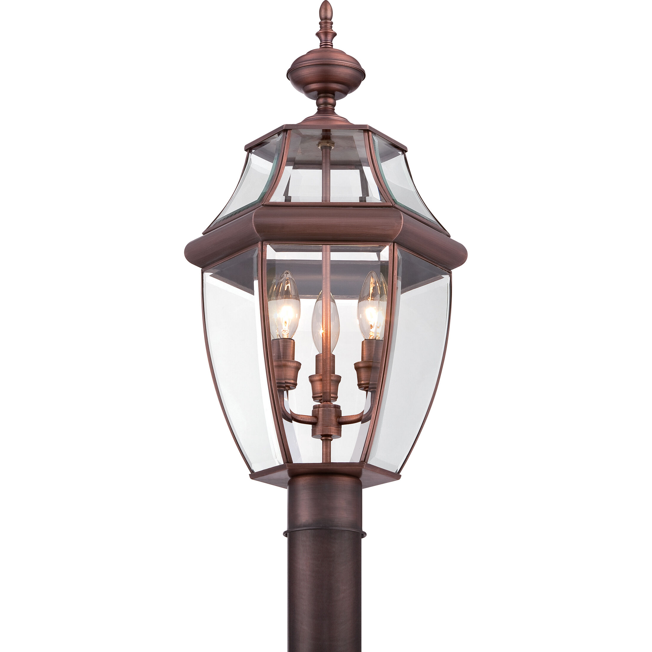 Newbury 3 Light 23 inch Aged Copper Outdoor Post Lantern